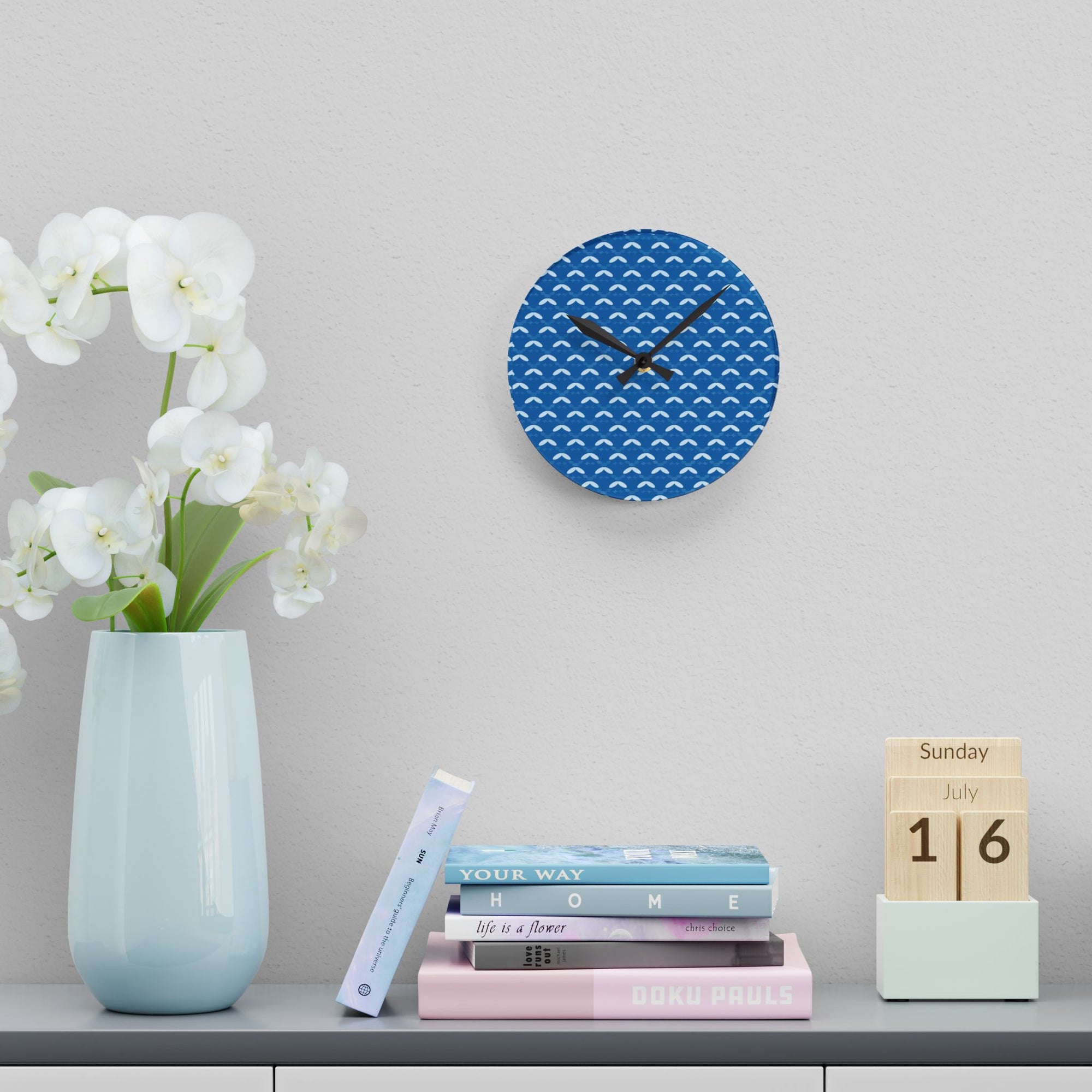 Ocean Waves Acrylic Wall Clock - Modern Coastal Home Decor