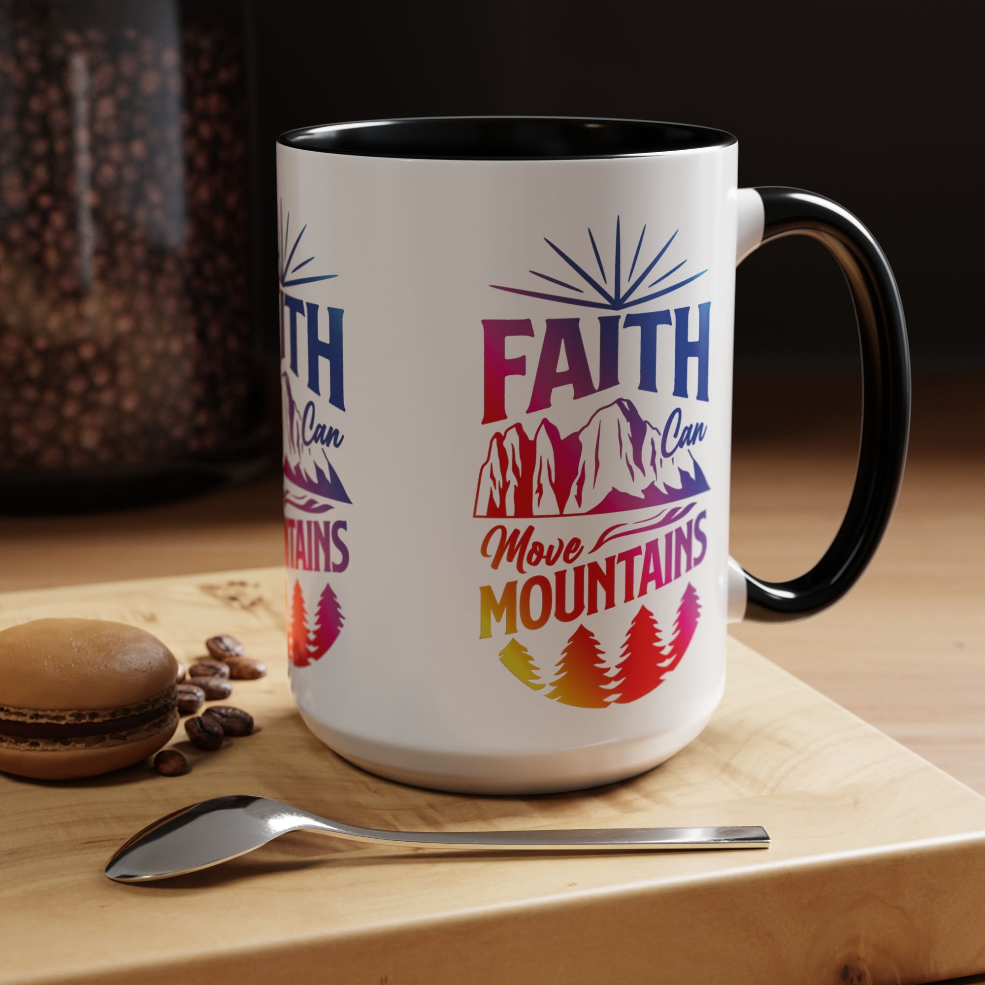 Faith Can Move Mountains Accent Coffee Mug - Inspirational Design