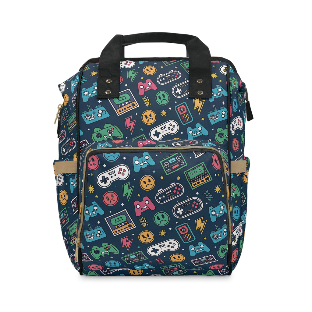 Colorful Gamer Diaper Backpack - Stylish & Functional Baby Bag for Parents