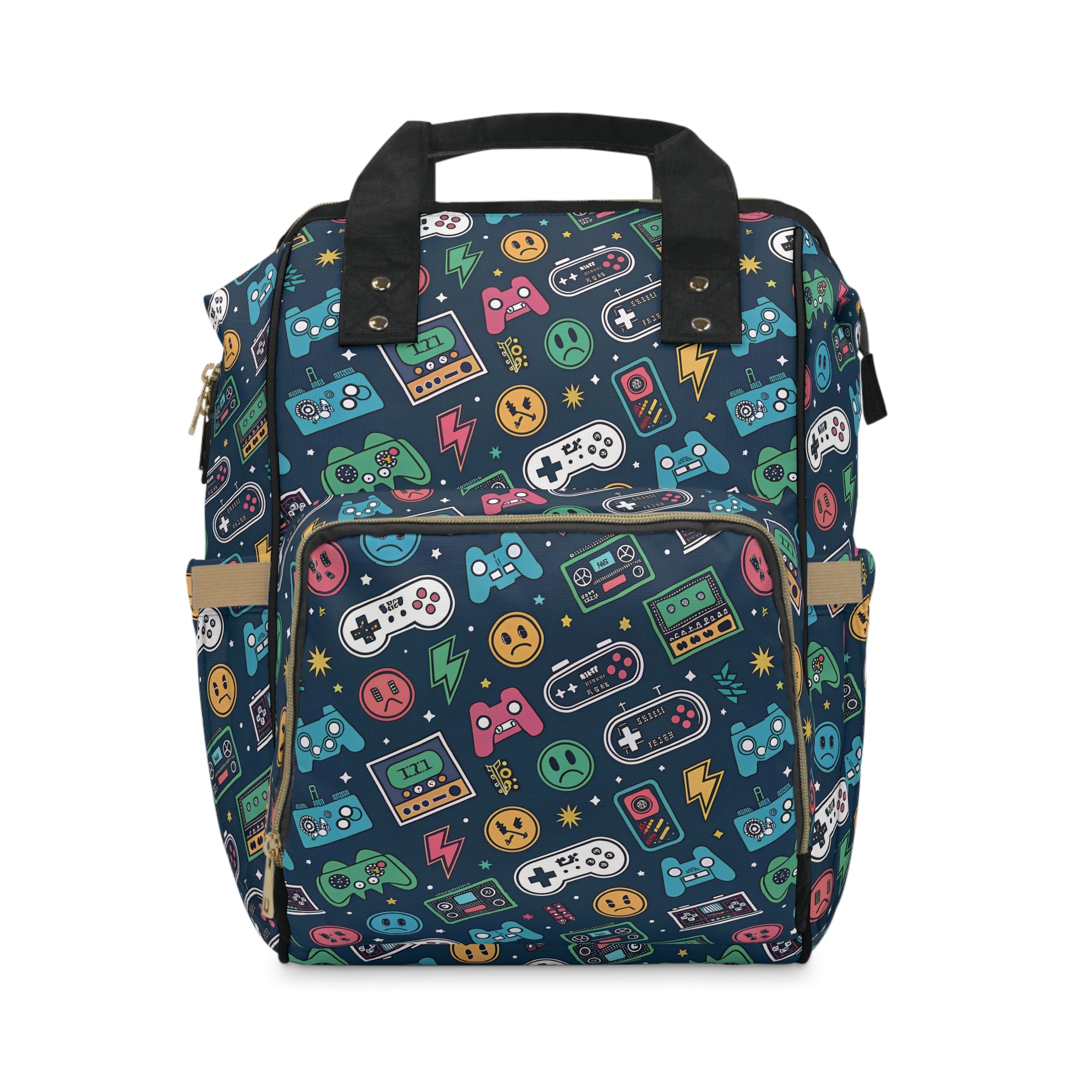 Colorful Gamer Diaper Backpack - Stylish & Functional Baby Bag for Parents
