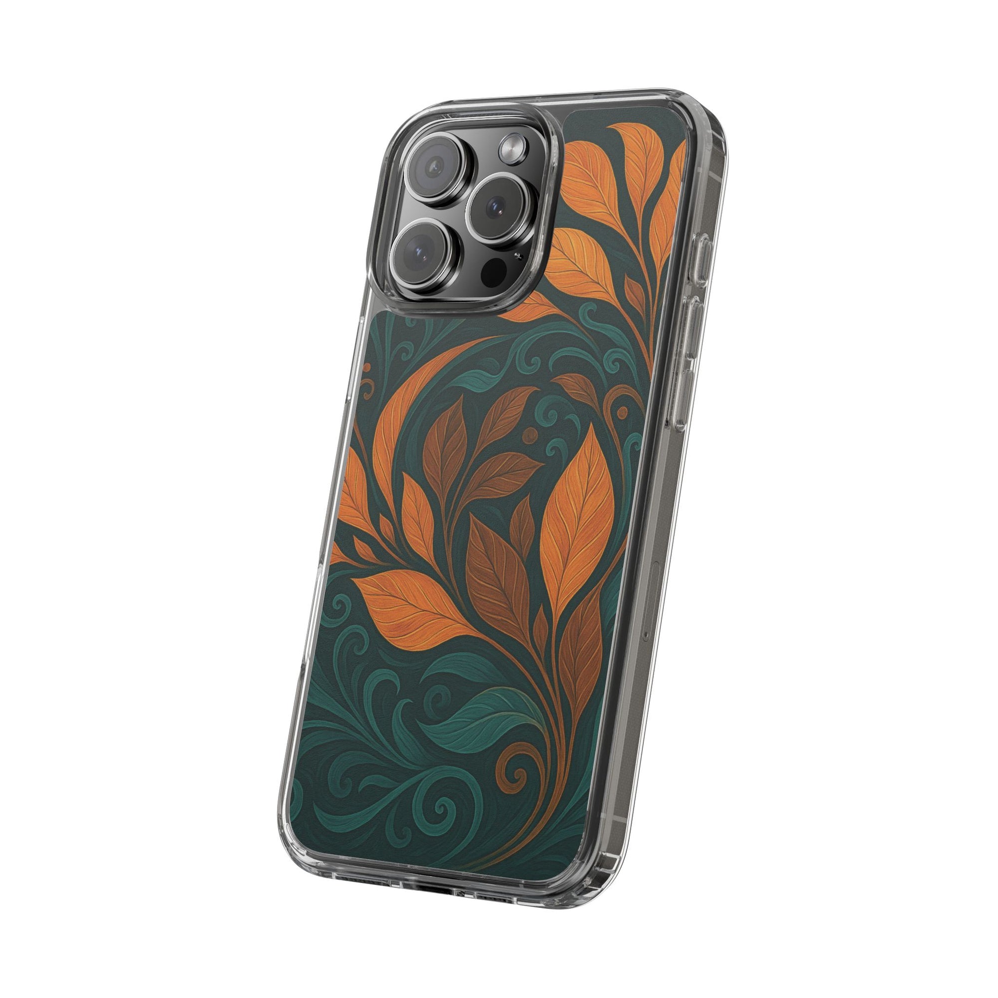 Bohemian Floral Clear Phone Case - Nature Lover's Gift, Botanical Design Phone Cover, Fall Aesthetic, Eco-Friendly Case, Custom Phone