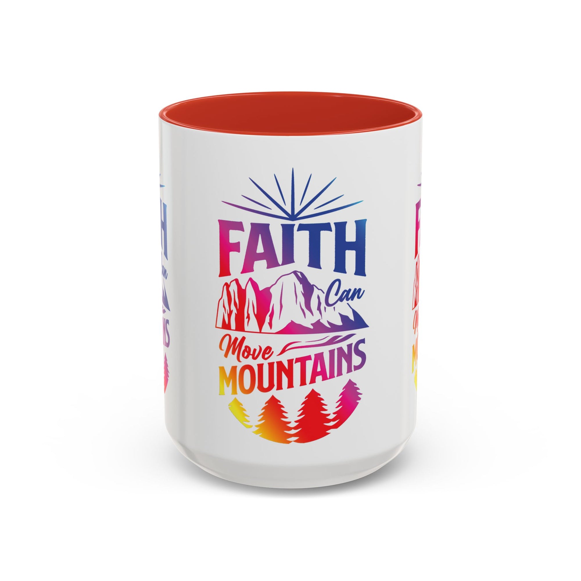 Faith Can Move Mountains Accent Coffee Mug - Inspirational Design
