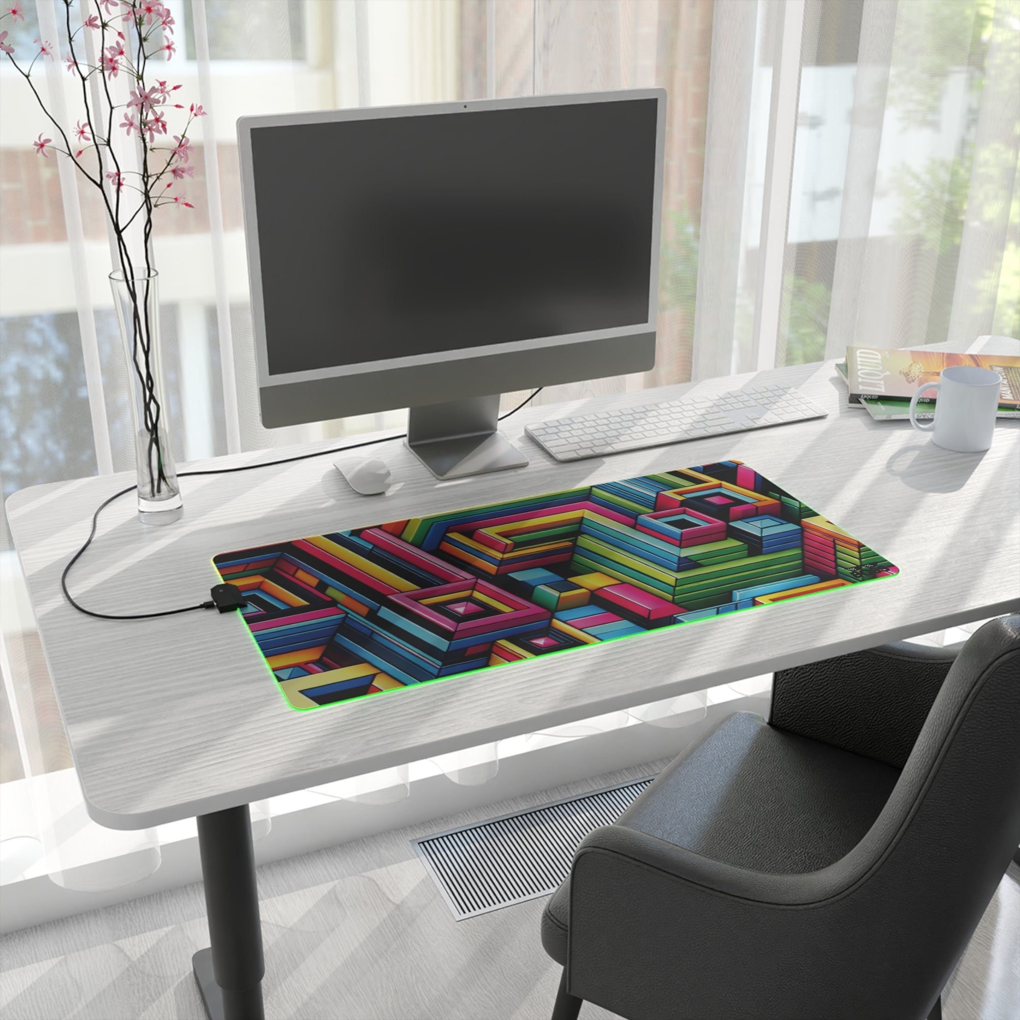 Colorful LED Gaming Mouse Pad - Vibrant Geometric Design for Gamers