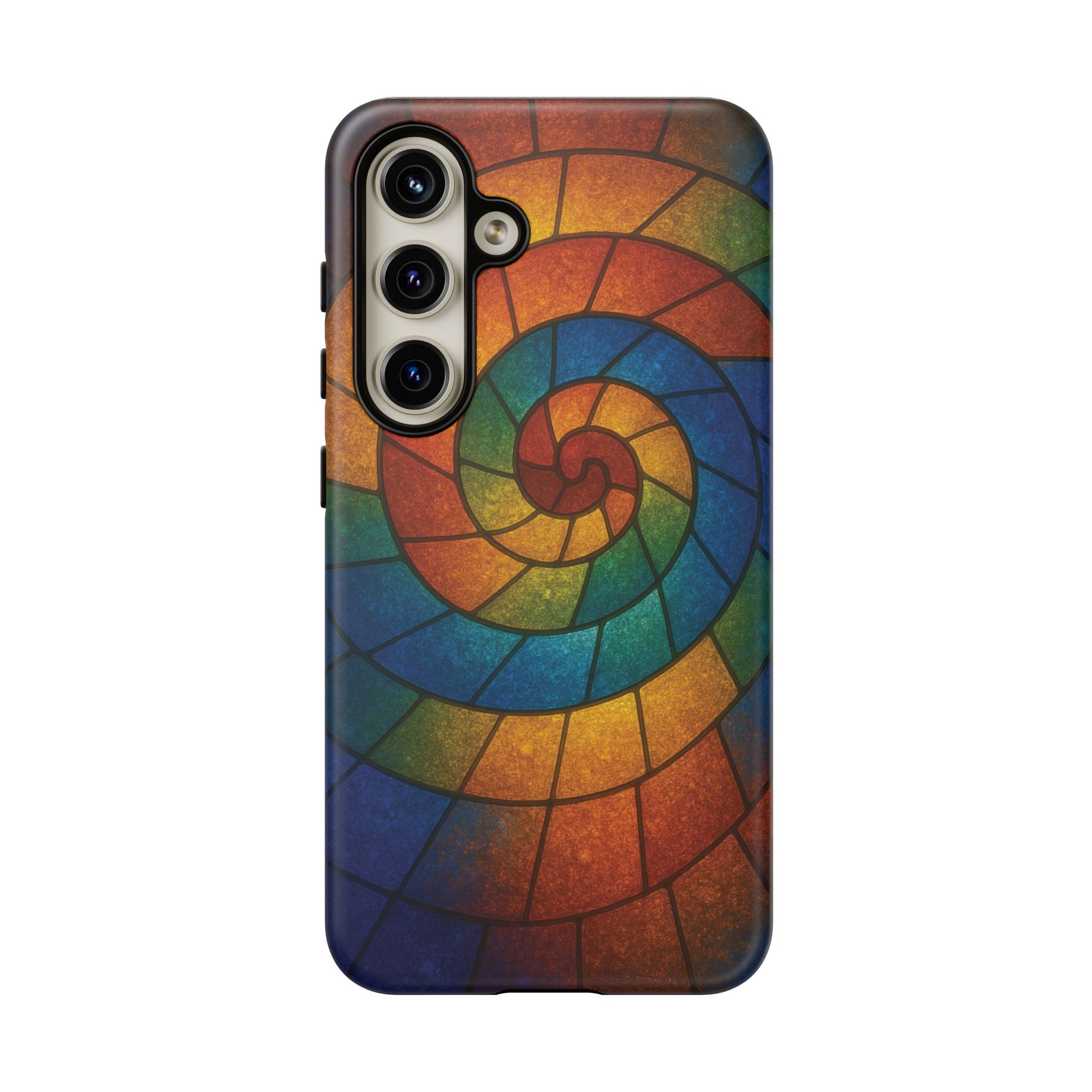 Stained Glass Spiral Colorful Phone Case, Vibrant Tough Phone Protector, Artistic Cell Phone Cover, Trendy Tech Accessories Samsung Galaxy S series and Apple iPhone series