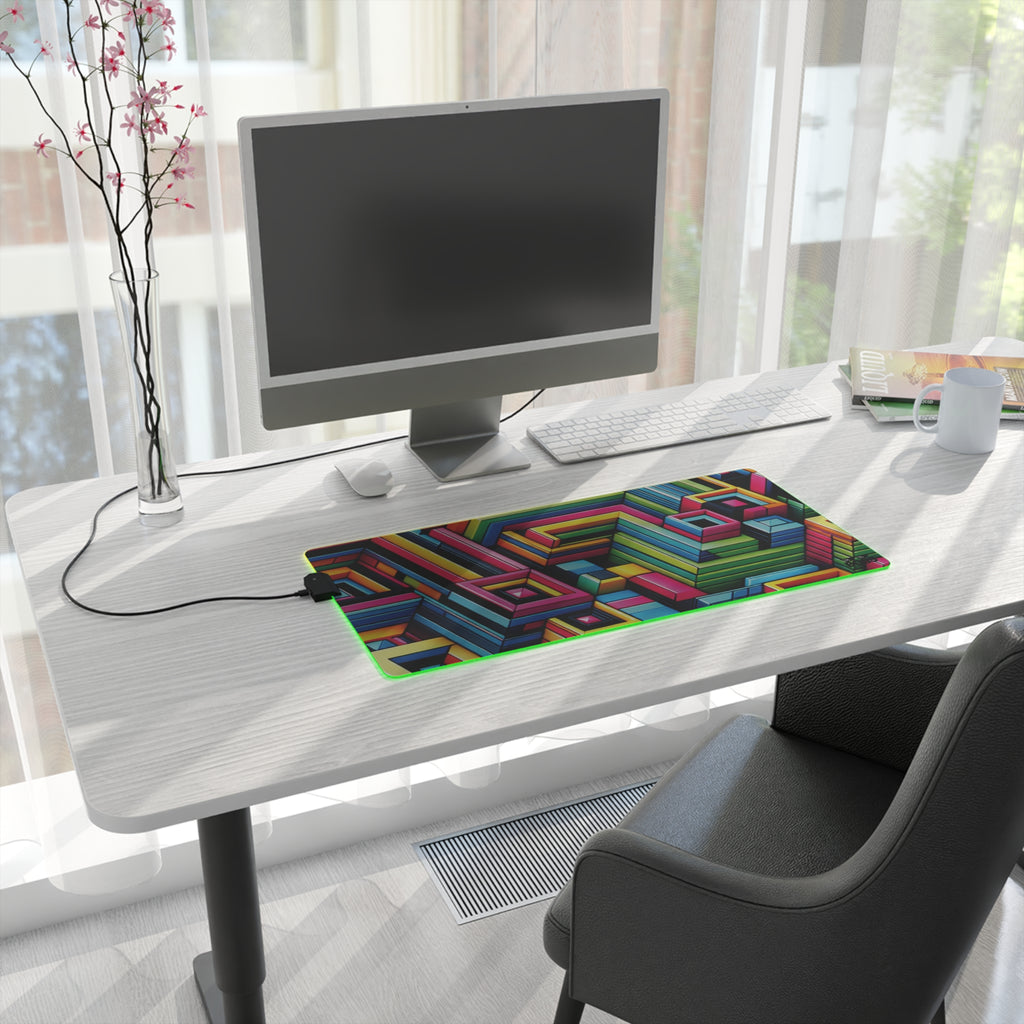 Colorful LED Gaming Mouse Pad - Vibrant Geometric Design for Gamers