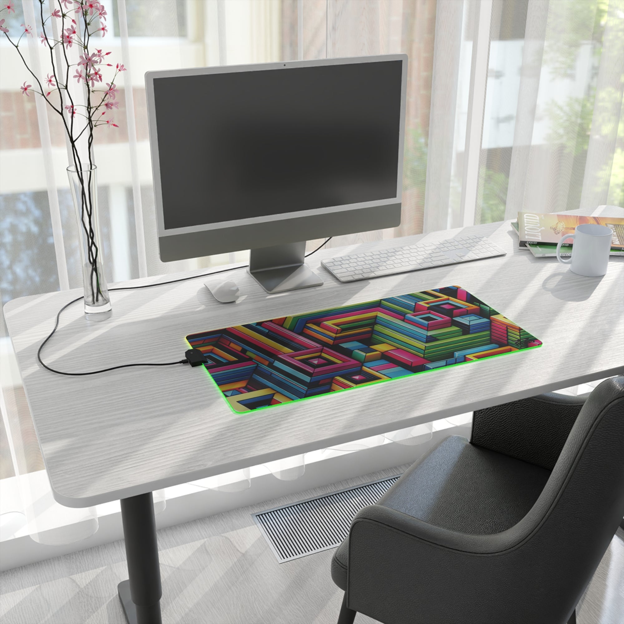 Colorful LED Gaming Mouse Pad - Vibrant Geometric Design for Gamers