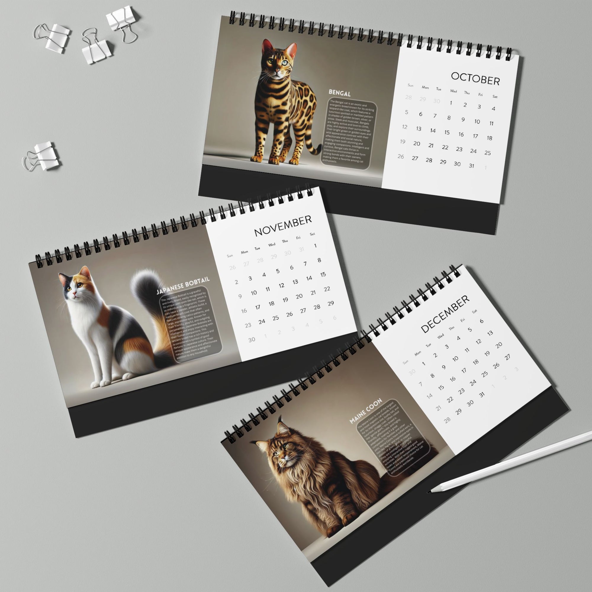 Purrfect Desktop Calendar (2025 grid)