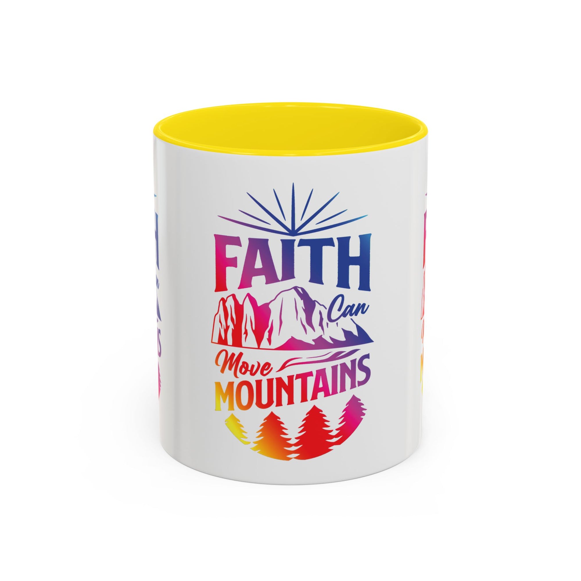 Faith Can Move Mountains Accent Coffee Mug - Inspirational Design