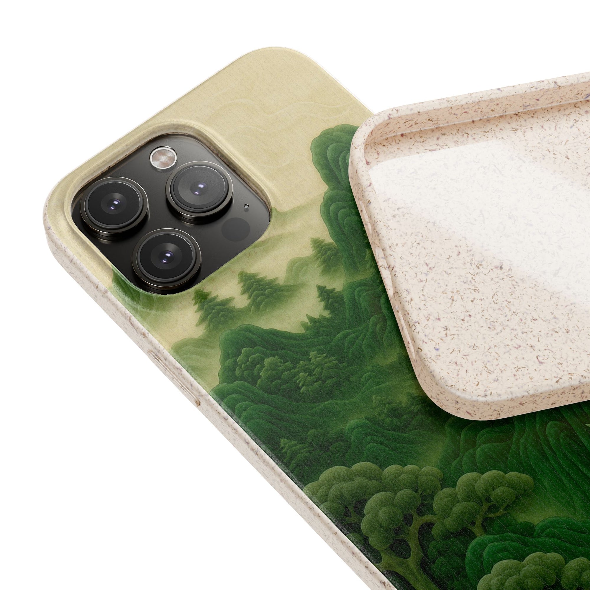 Eco-Friendly Biodegradable Phone Cases with Serene Mountain Landscape Design, Sustainable Gift, Nature Lover Accessory, Green Phone Cover,