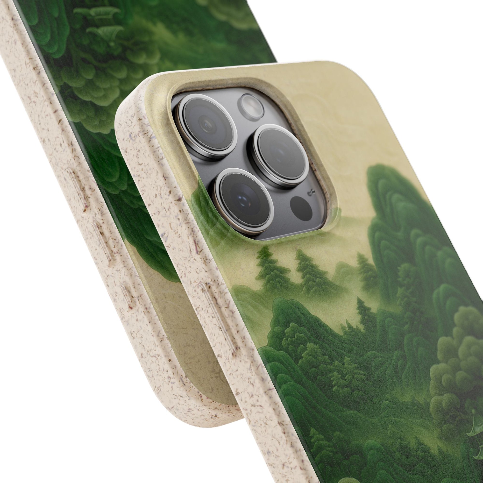 Eco-Friendly Biodegradable Phone Cases with Serene Mountain Landscape Design, Sustainable Gift, Nature Lover Accessory, Green Phone Cover,