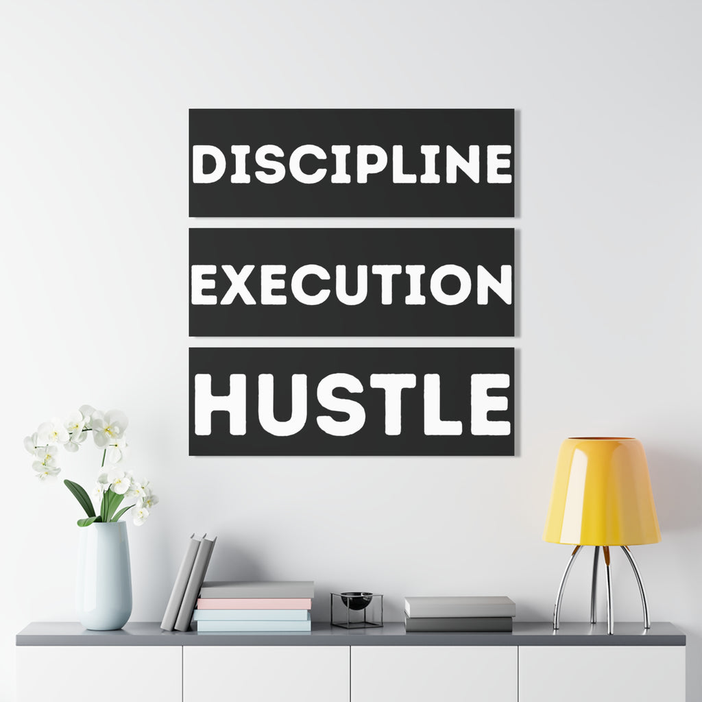 Motivational Acrylic Print Set - Discipline, Execution, Hustle Triptych Wall Art
