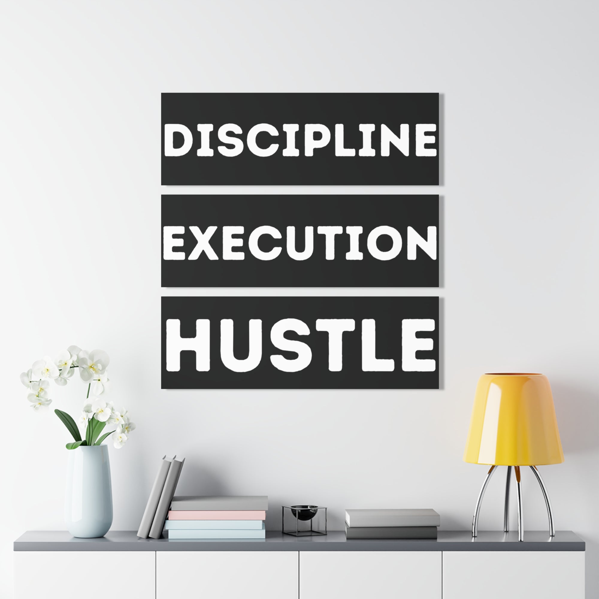 Motivational Acrylic Print Set - Discipline, Execution, Hustle Triptych Wall Art