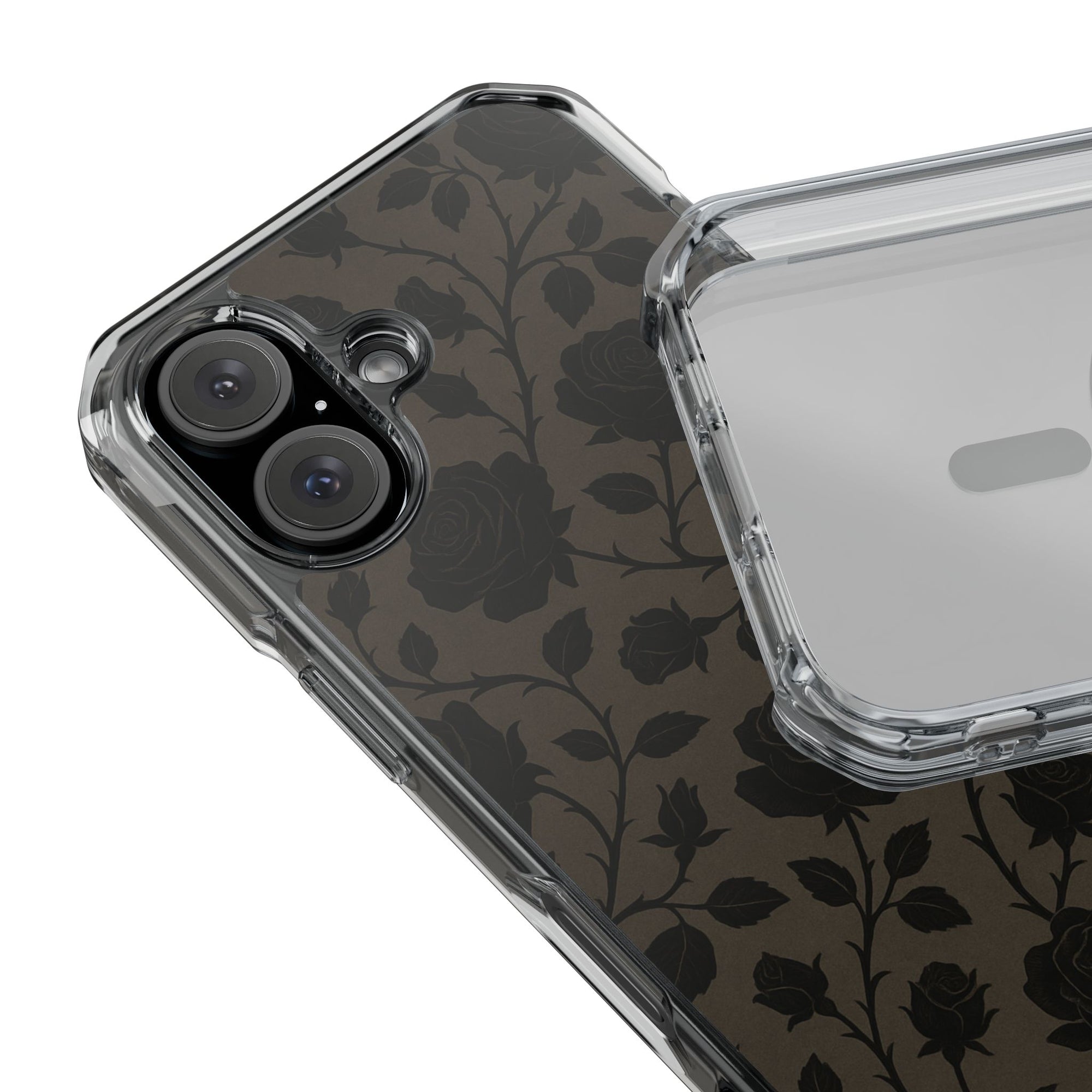 Floral Phone Case - Elegant Rose Design, Magnetic Clear Impact Case for iPhone, Stylish Phone Cover, Gifts for Her, Floral Lover