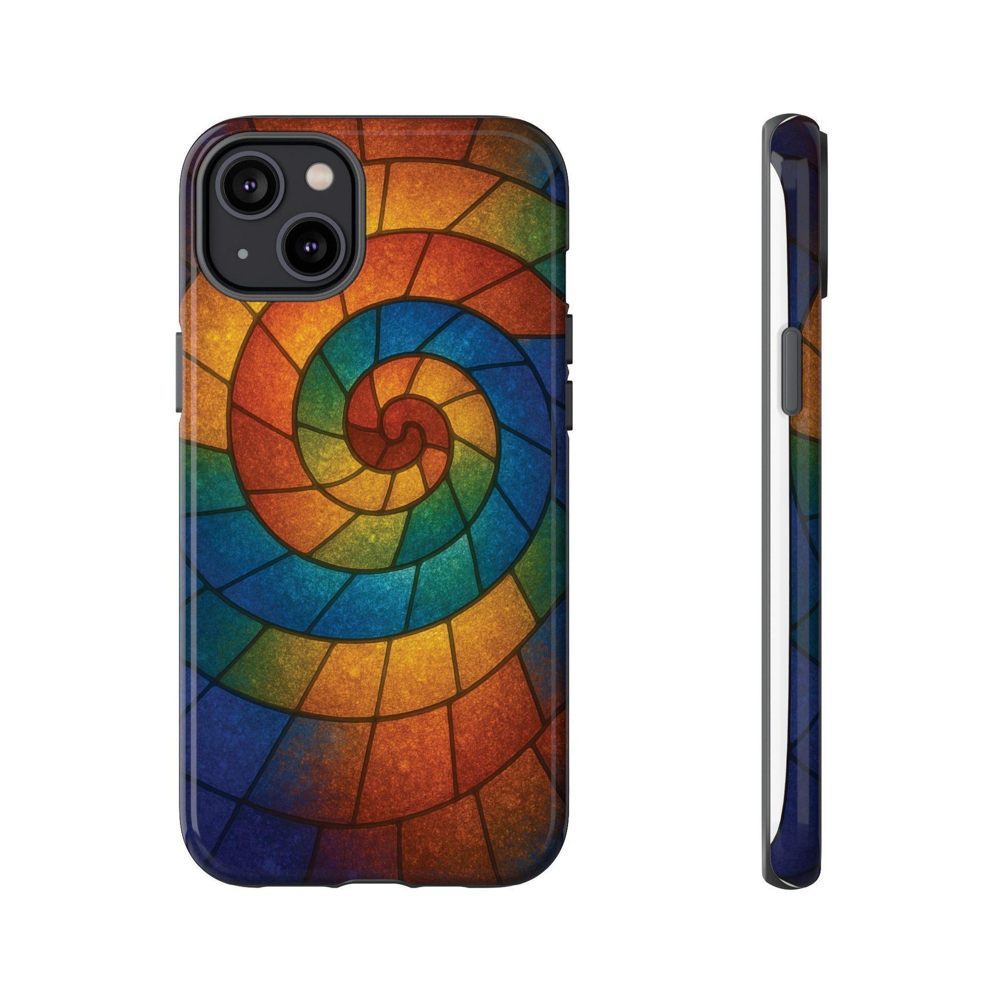 Stained Glass Spiral Colorful Phone Case, Vibrant Tough Phone Protector, Artistic Cell Phone Cover, Trendy Tech Accessories Samsung Galaxy S series and Apple iPhone series