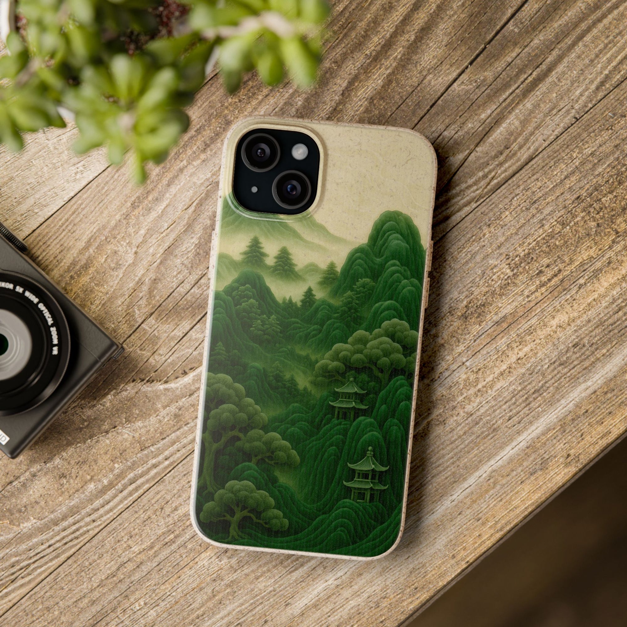 Eco-Friendly Biodegradable Phone Cases with Serene Mountain Landscape Design, Sustainable Gift, Nature Lover Accessory, Green Phone Cover,