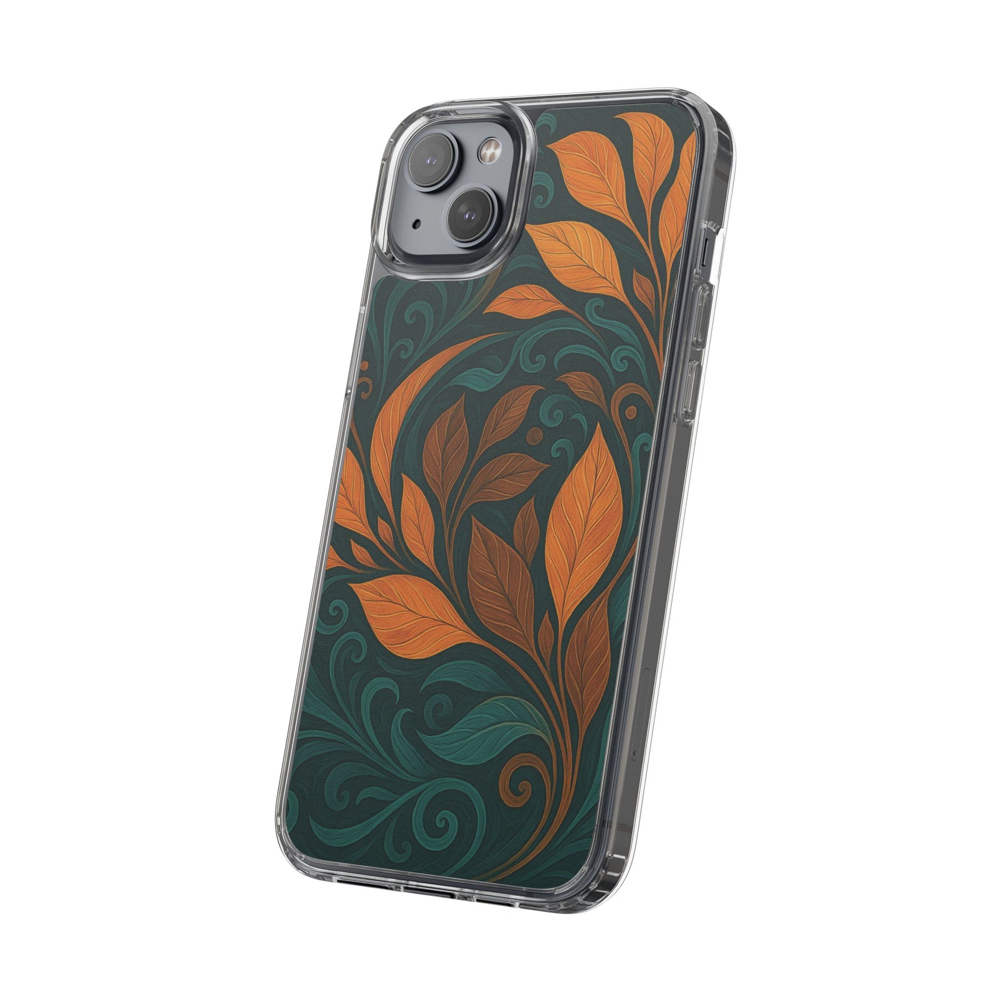 Bohemian Floral Clear Phone Case - Nature Lover's Gift, Botanical Design Phone Cover, Fall Aesthetic, Eco-Friendly Case, Custom Phone