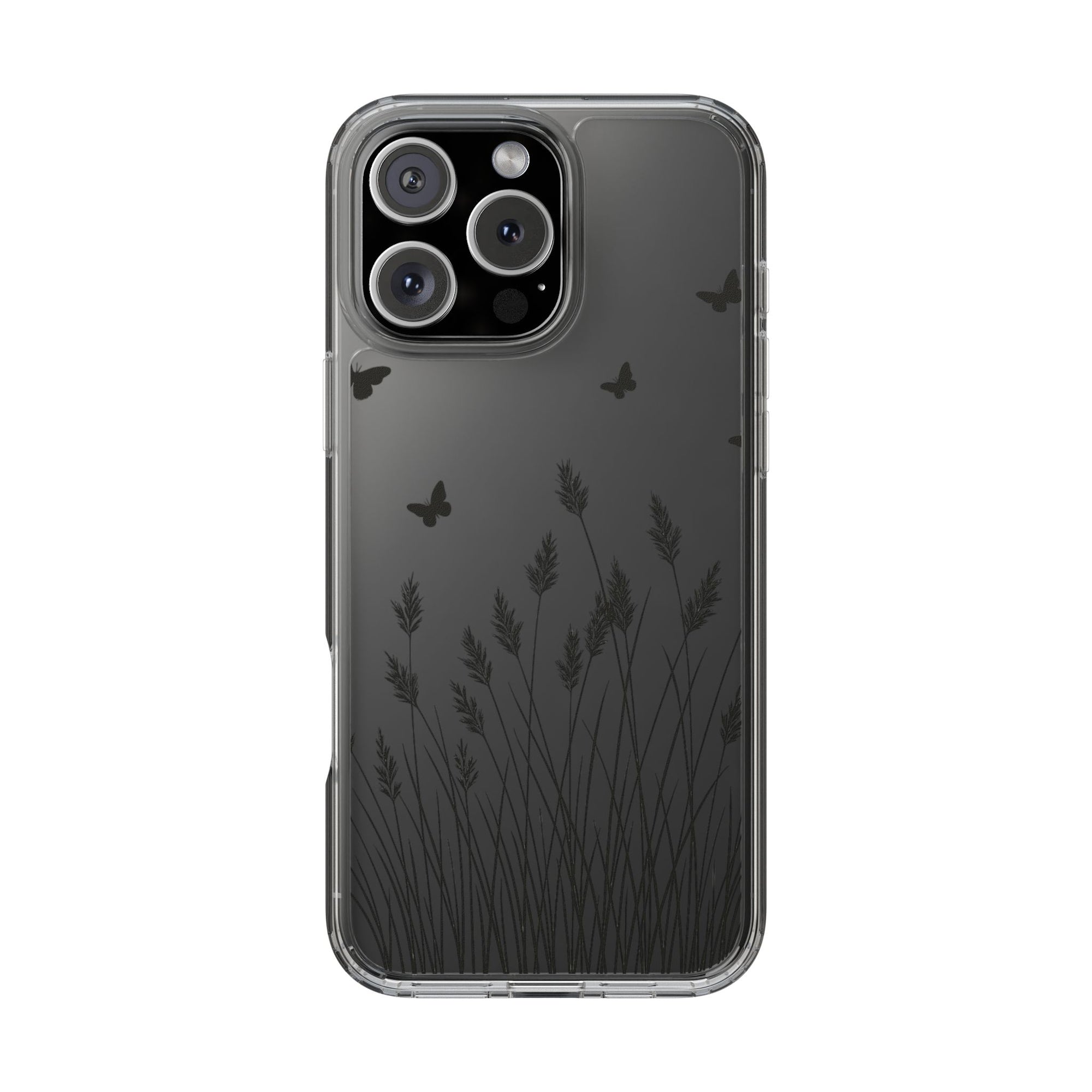 Stylish Clear Phone Case with Butterfly and Grass Design, Aesthetic Phone Cover, Nature-Inspired Gift, Transparent Case, Gift for Nature