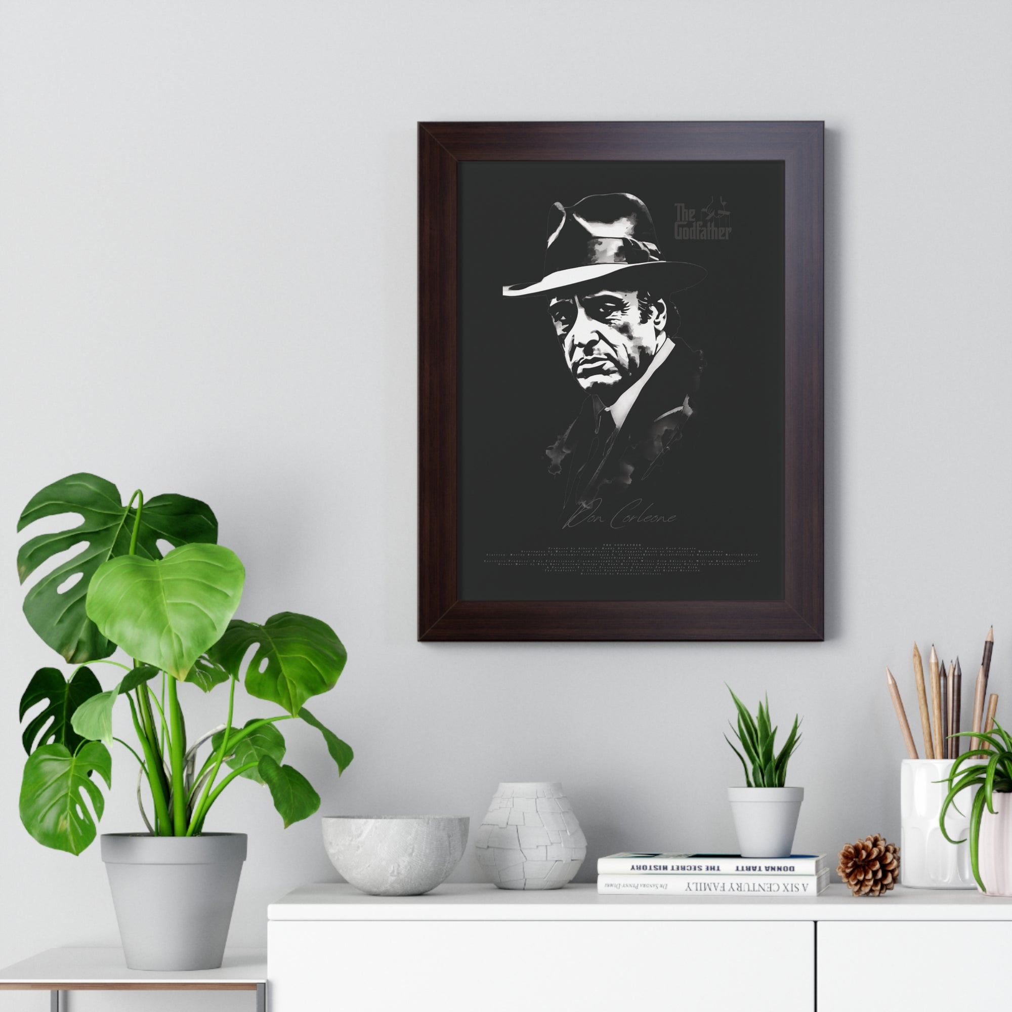 Don Corleone in Black - Framed Vertical Poster