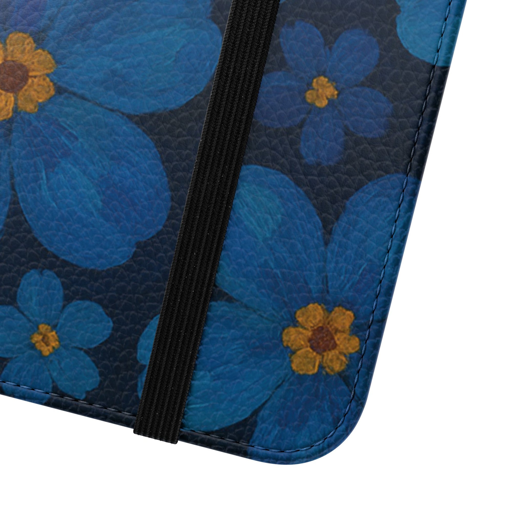 Floral Flip Phone Case - Elegant Blue Flower Design, Phone Accessory, Gift for Her, Trendy Organizer, Birthday, Mother's Day
