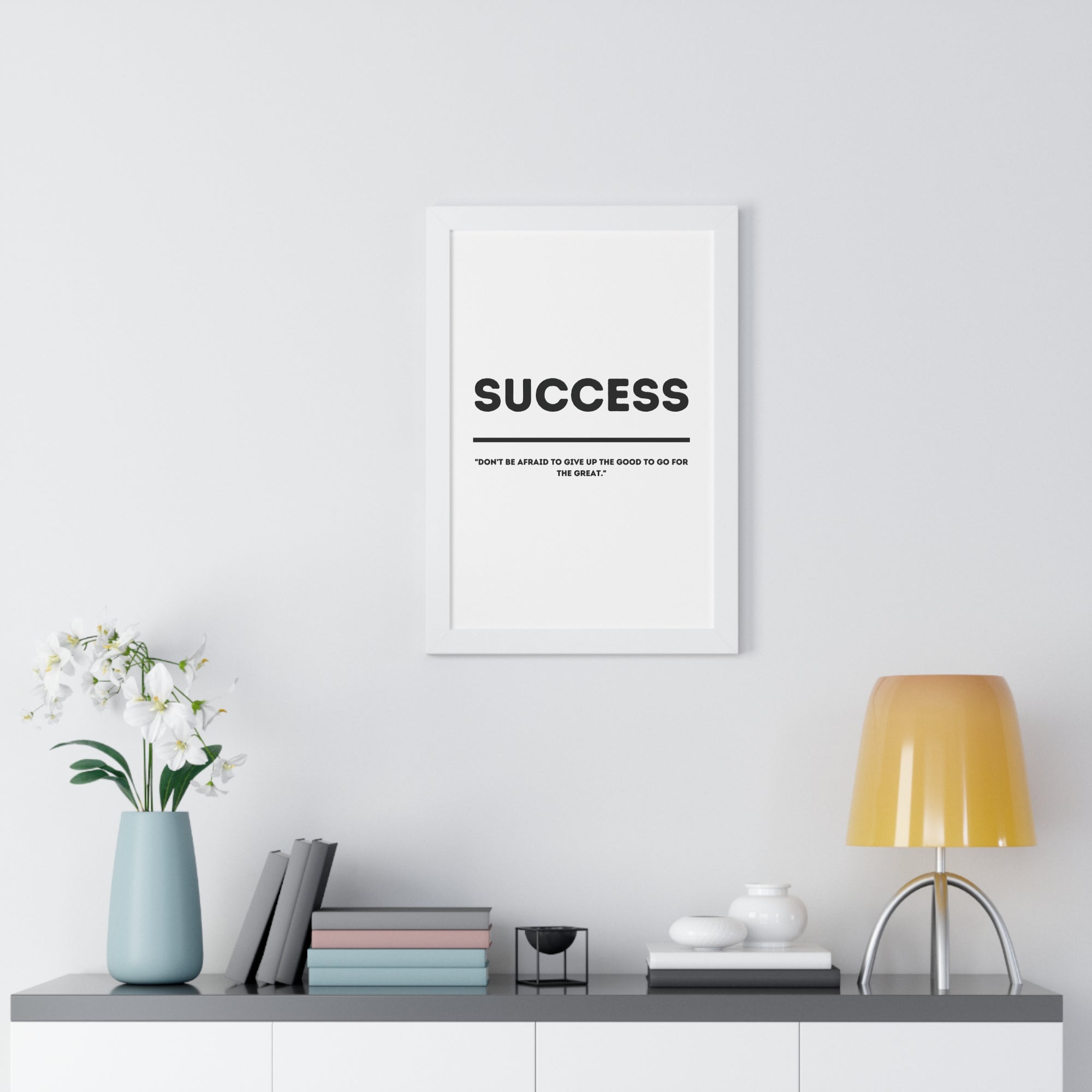Minimalist in White (Success) - Framed Vertical Poster