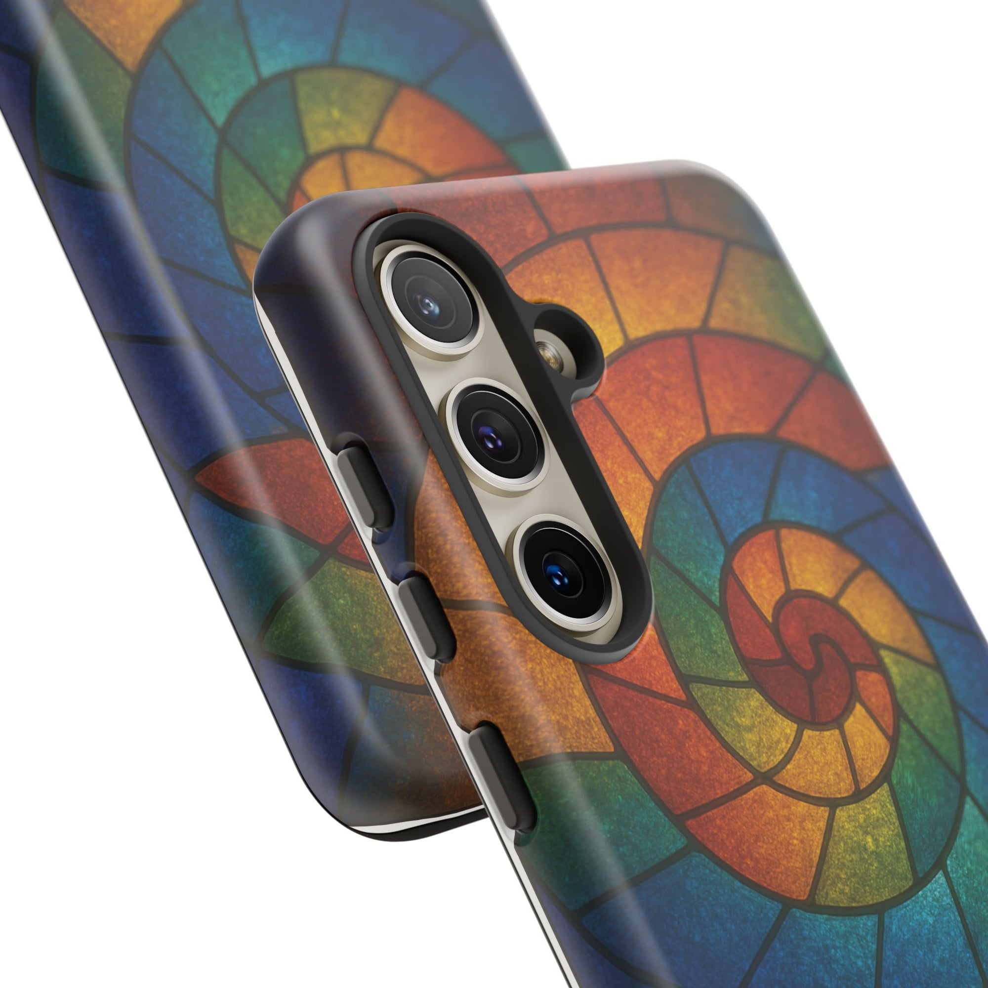 Stained Glass Spiral Colorful Phone Case, Vibrant Tough Phone Protector, Artistic Cell Phone Cover, Trendy Tech Accessories Samsung Galaxy S series and Apple iPhone series