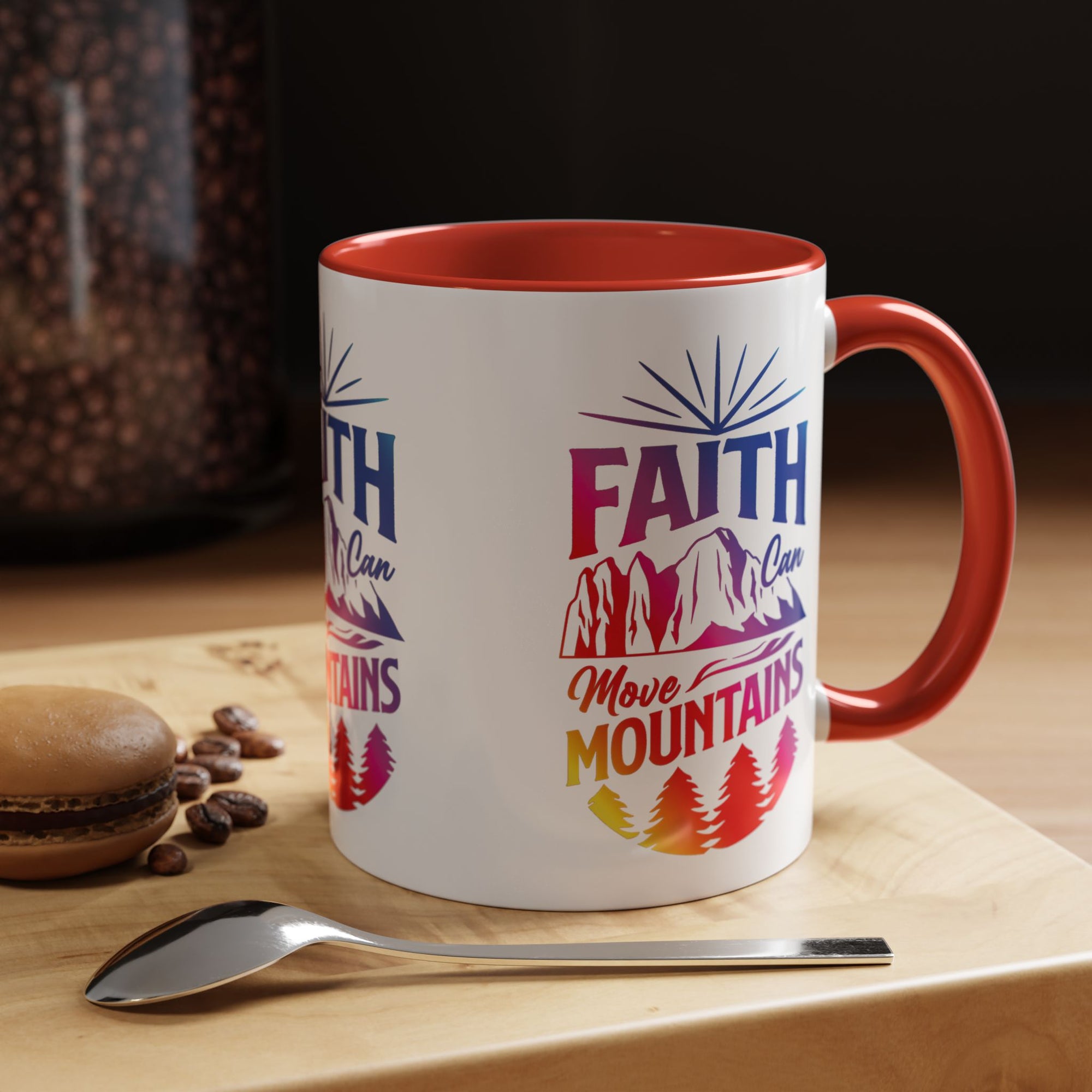 Faith Can Move Mountains Accent Coffee Mug - Inspirational Design