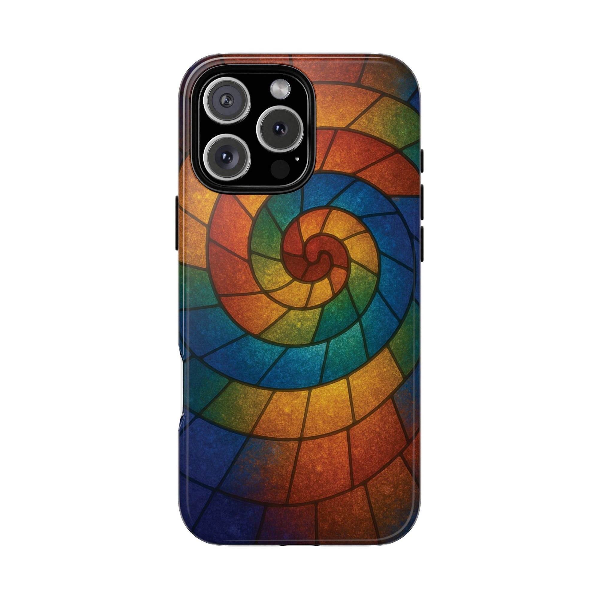 Stained Glass Spiral Colorful Phone Case, Vibrant Tough Phone Protector, Artistic Cell Phone Cover, Trendy Tech Accessories Samsung Galaxy S series and Apple iPhone series