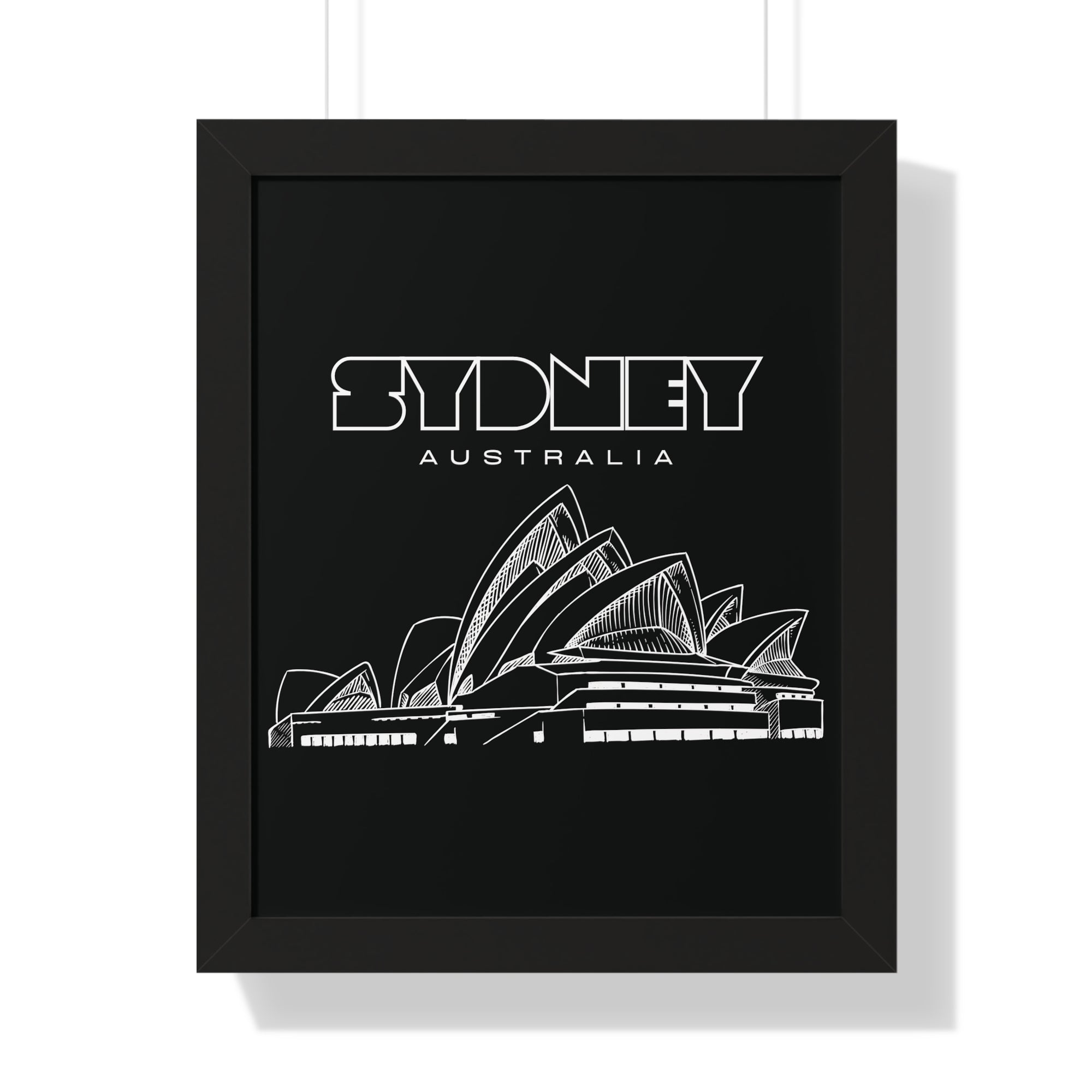 Aesthetic Sydney in Black - Framed Vertical Poster