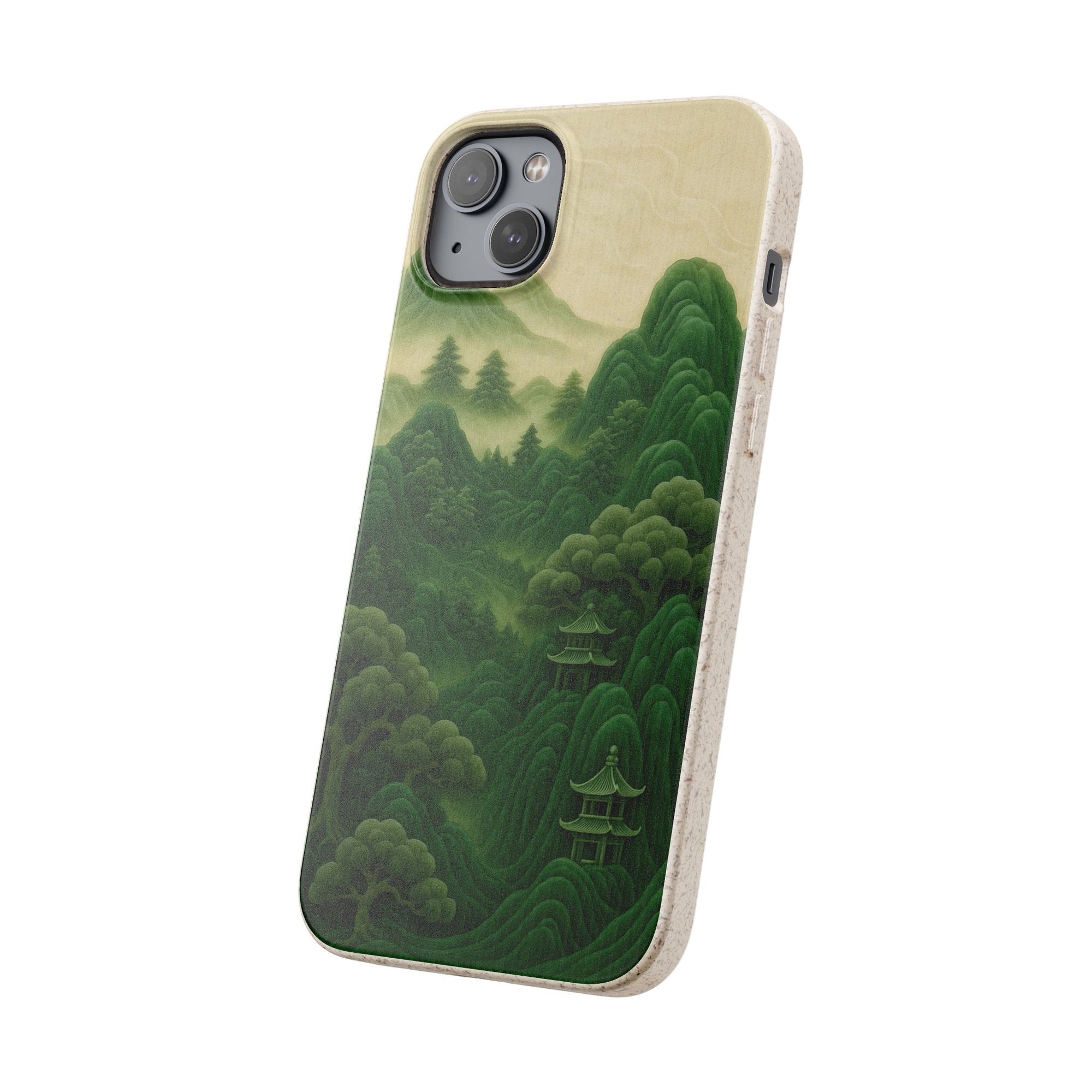 Eco-Friendly Biodegradable Phone Cases with Serene Mountain Landscape Design, Sustainable Gift, Nature Lover Accessory, Green Phone Cover,