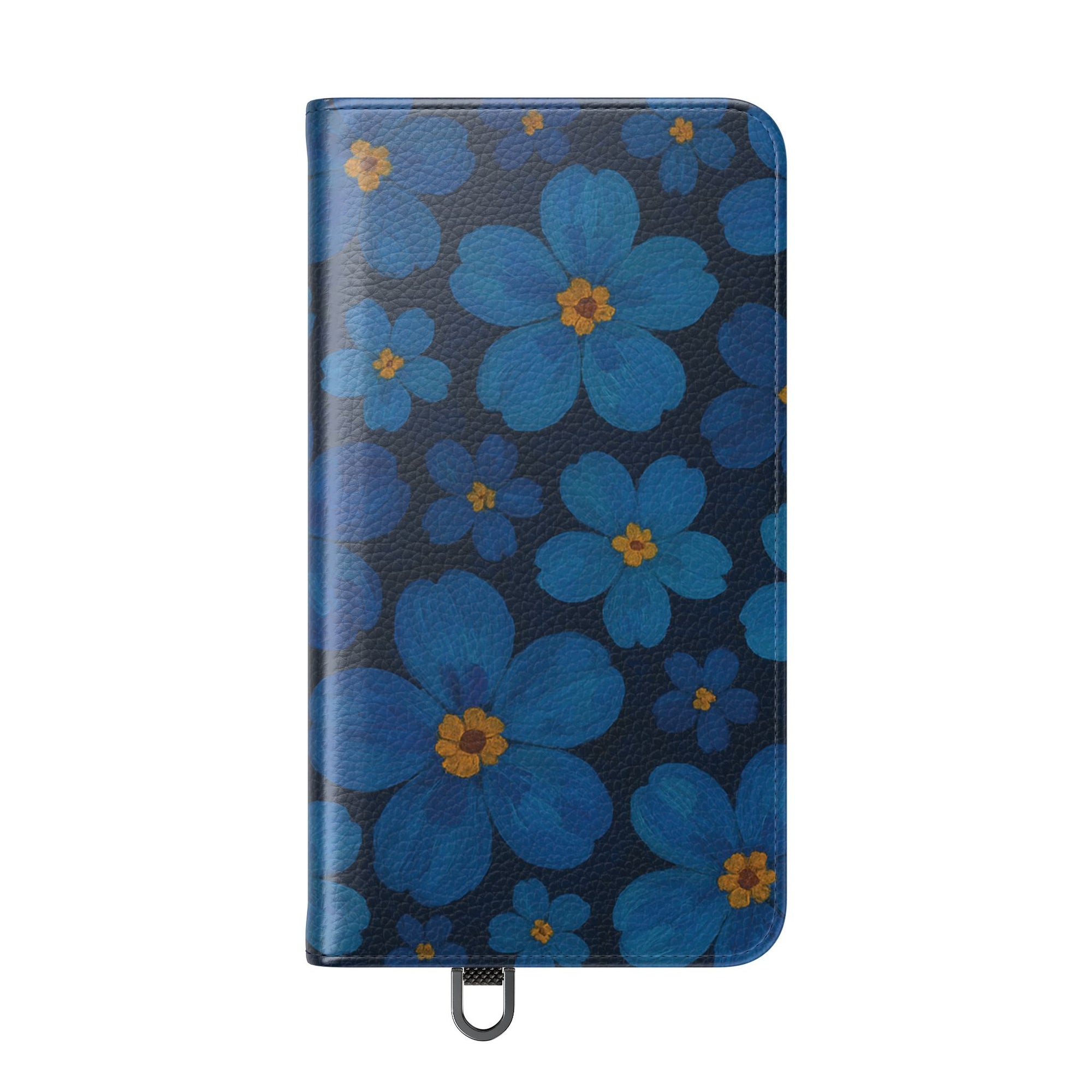 Floral Flip Phone Case - Elegant Blue Flower Design, Phone Accessory, Gift for Her, Trendy Organizer, Birthday, Mother's Day