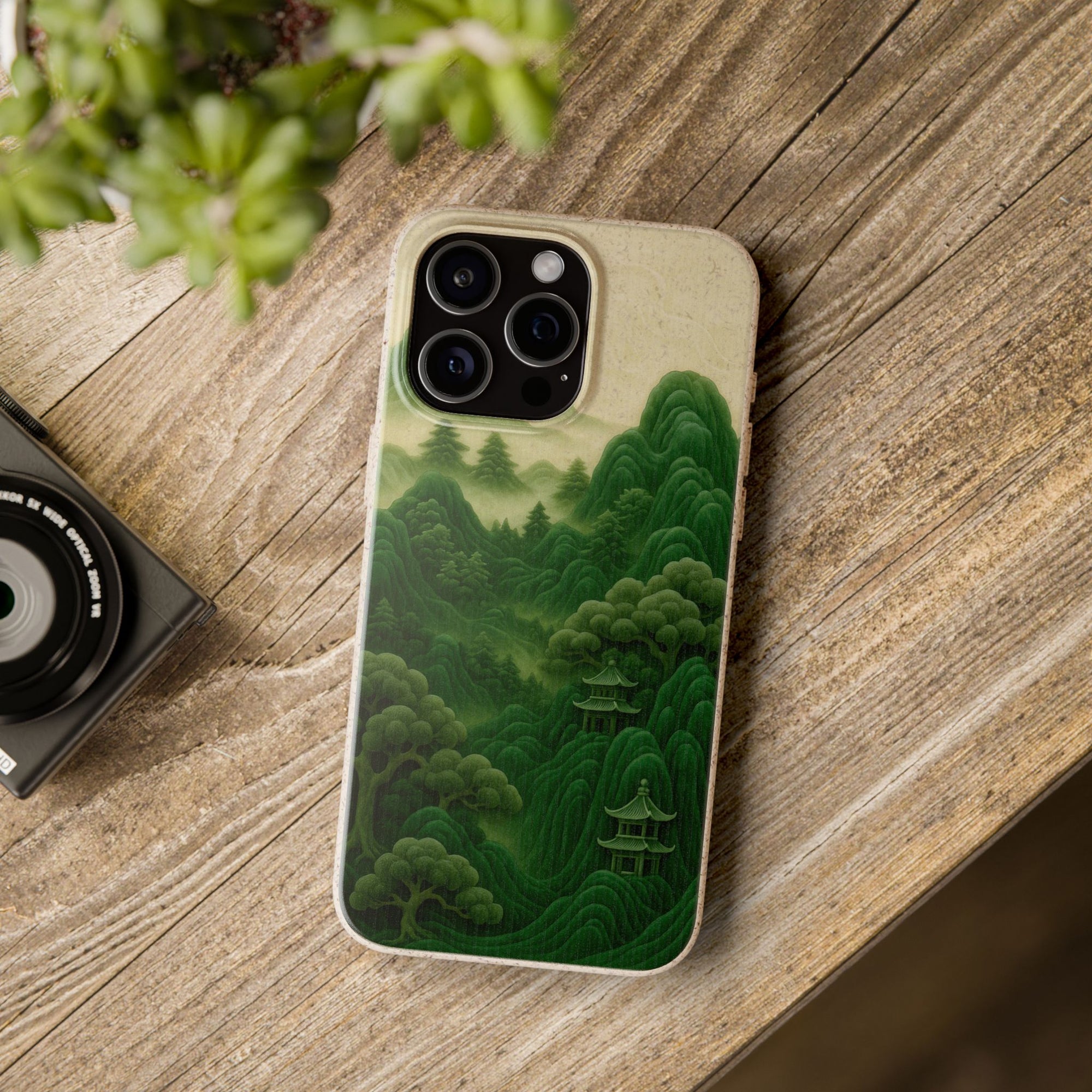 Eco-Friendly Biodegradable Phone Cases with Serene Mountain Landscape Design, Sustainable Gift, Nature Lover Accessory, Green Phone Cover,