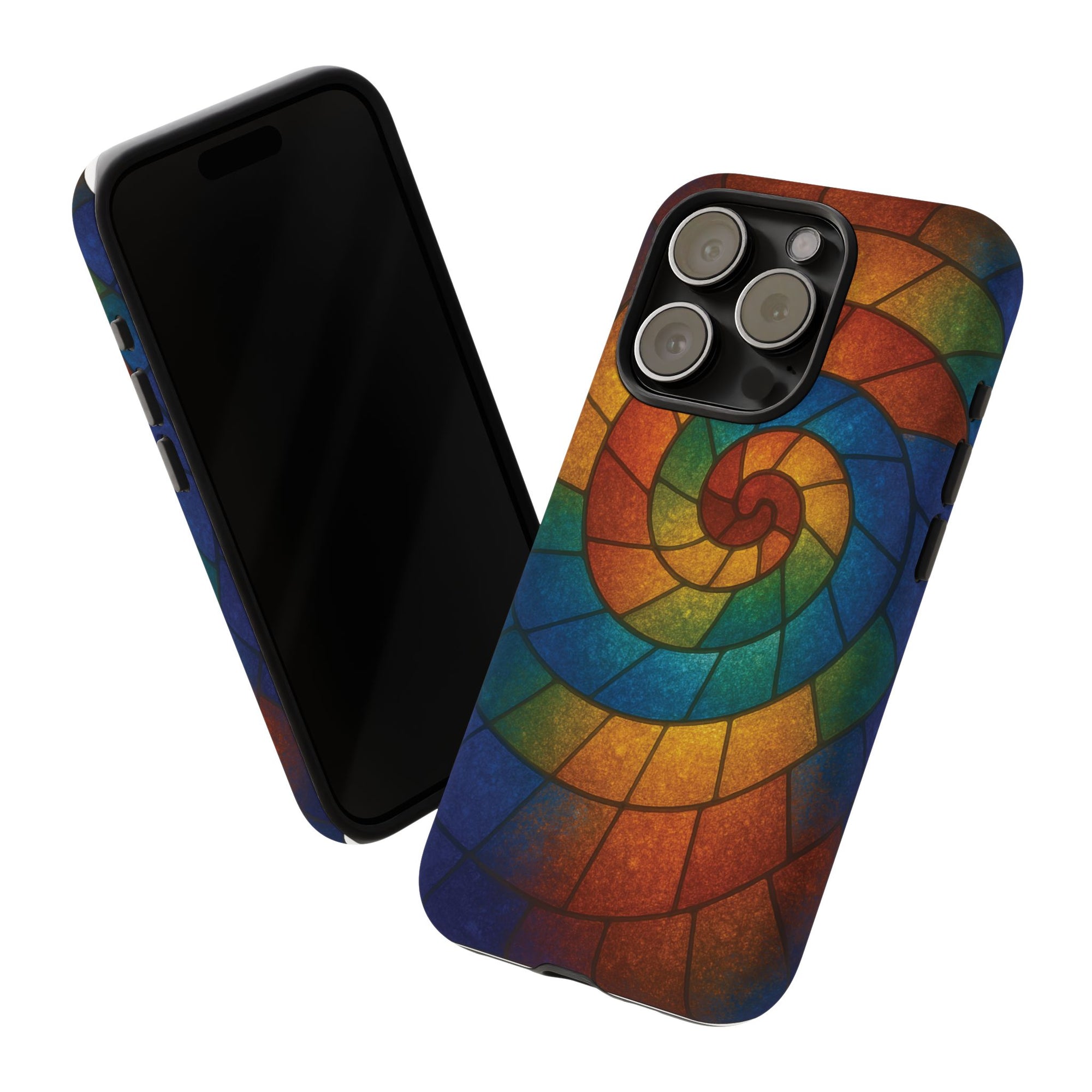 Stained Glass Spiral Colorful Phone Case, Vibrant Tough Phone Protector, Artistic Cell Phone Cover, Trendy Tech Accessories Samsung Galaxy S series and Apple iPhone series