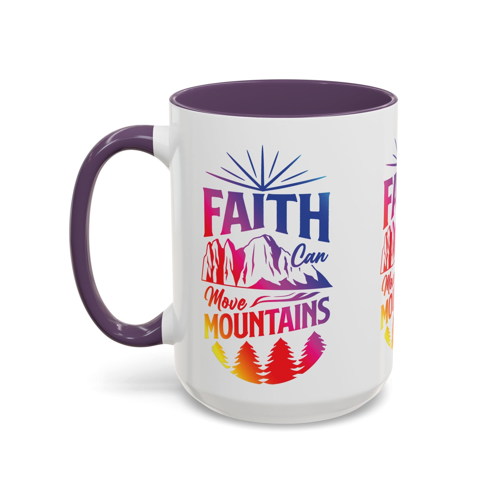 Faith Can Move Mountains Accent Coffee Mug - Inspirational Design