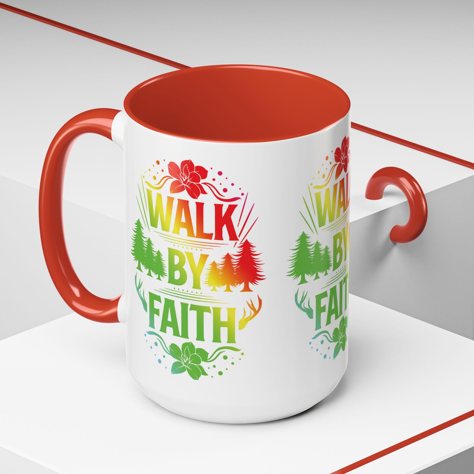 Walk by Faith Accent Coffee Mug - Inspirational Design