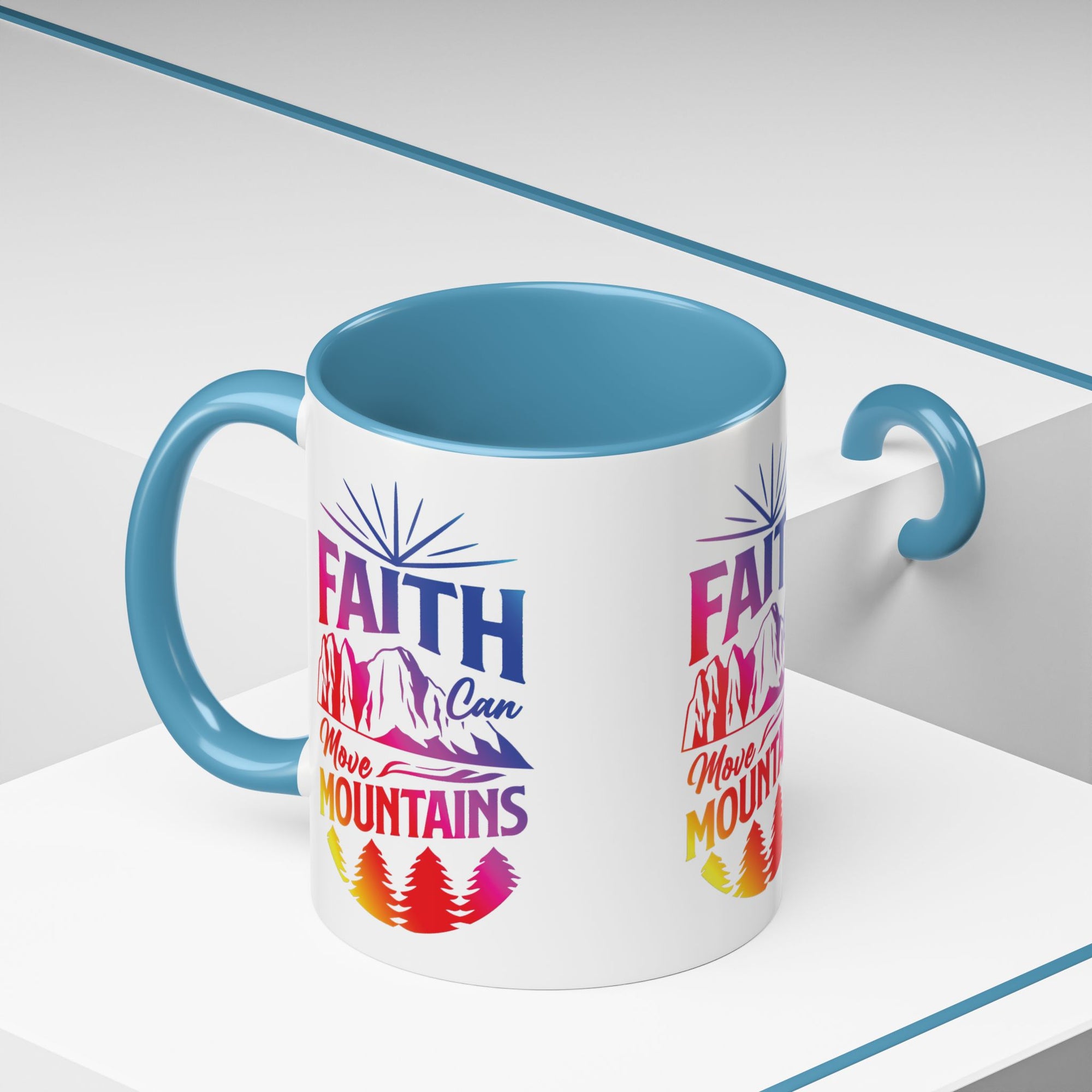 Faith Can Move Mountains Accent Coffee Mug - Inspirational Design
