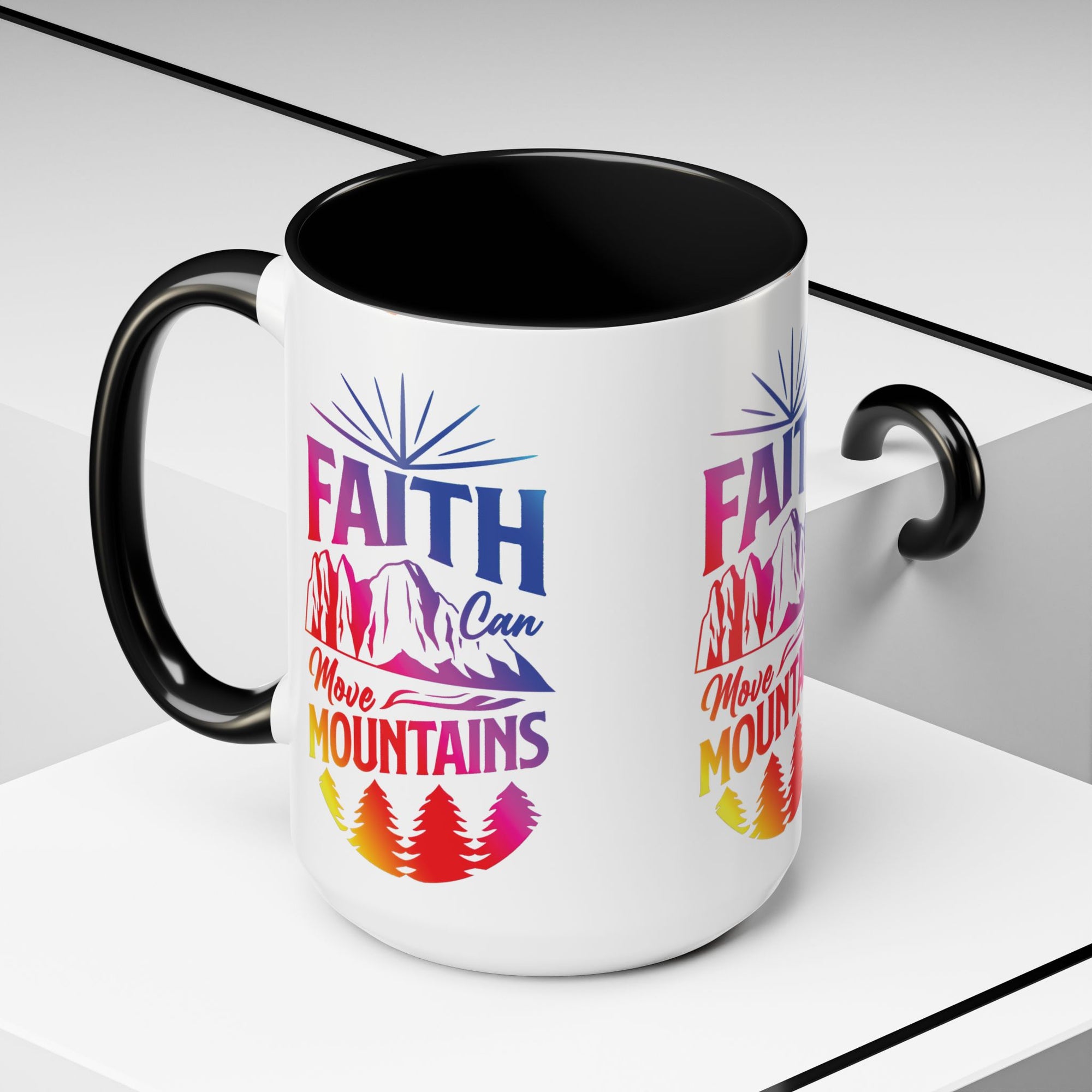 Faith Can Move Mountains Accent Coffee Mug - Inspirational Design