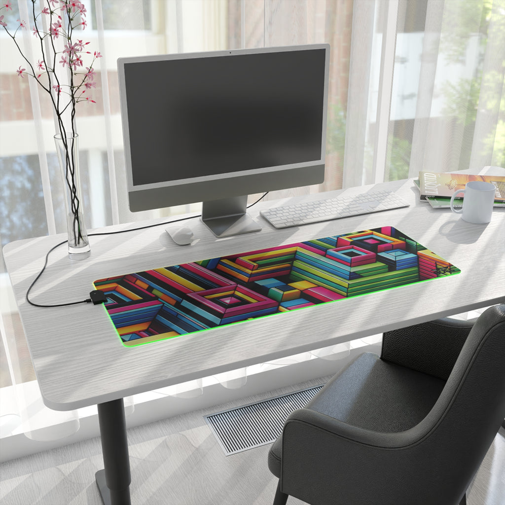 Colorful LED Gaming Mouse Pad - Vibrant Geometric Design for Gamers
