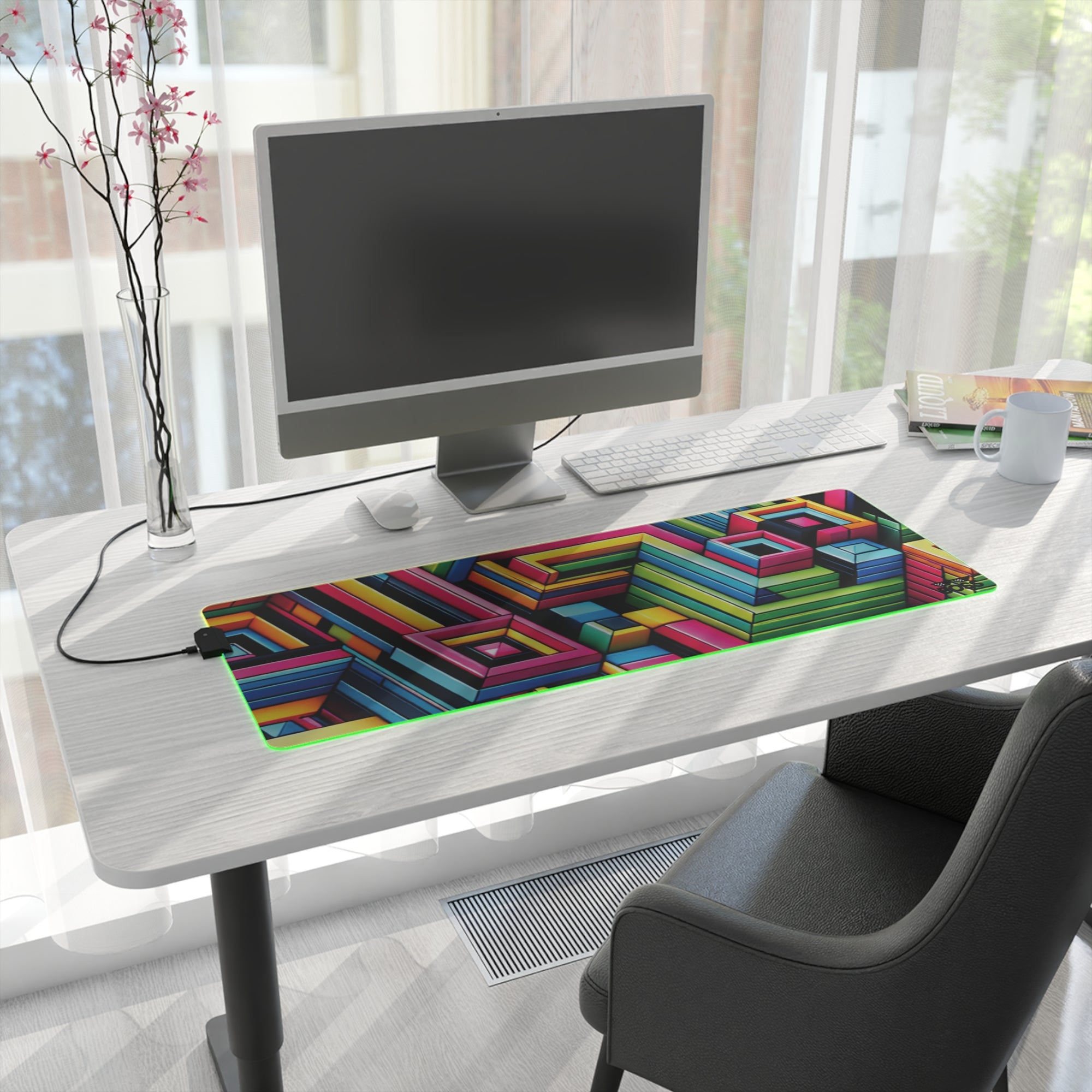 Colorful LED Gaming Mouse Pad - Vibrant Geometric Design for Gamers