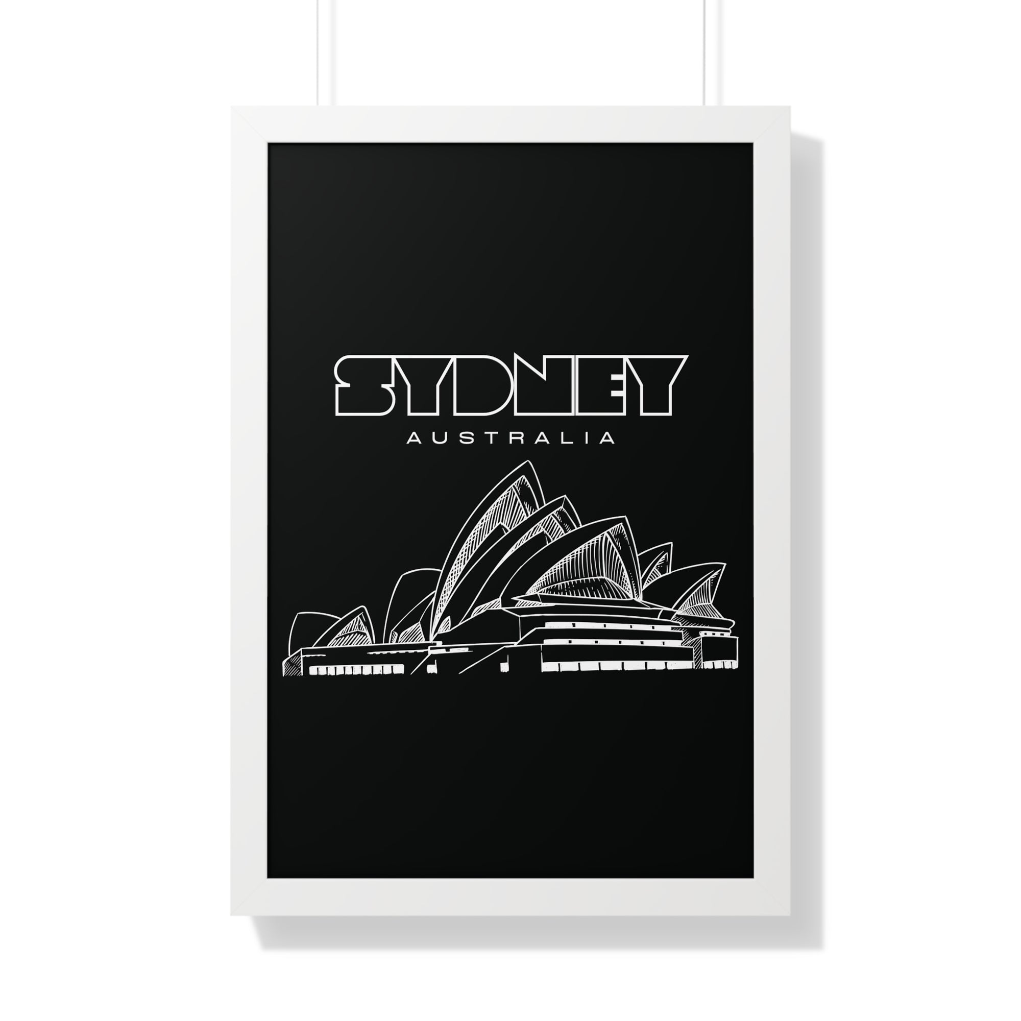 Aesthetic Sydney in Black - Framed Vertical Poster