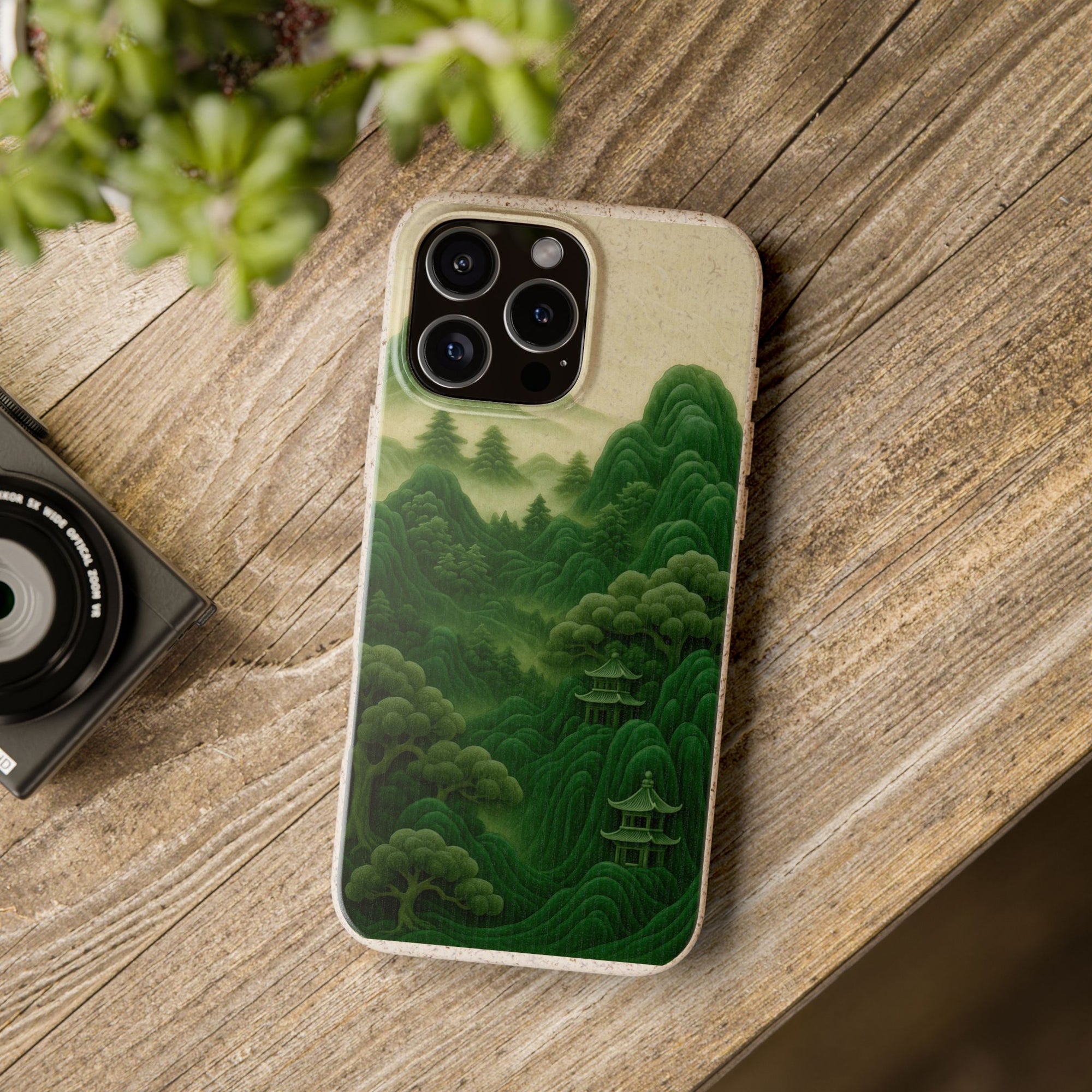 Eco-Friendly Biodegradable Phone Cases with Serene Mountain Landscape Design, Sustainable Gift, Nature Lover Accessory, Green Phone Cover,