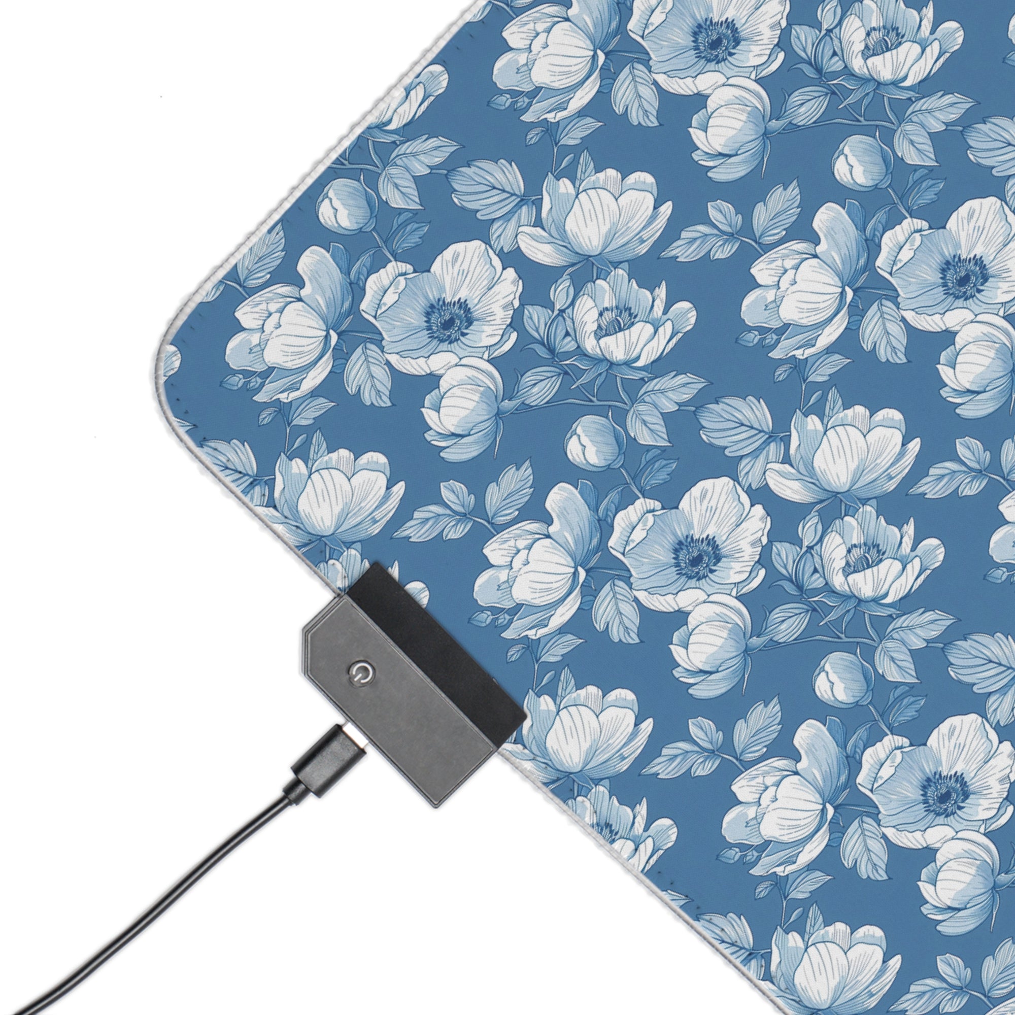 Floral LED Gaming Mouse Pad - Elegant Blue Design for Gamers