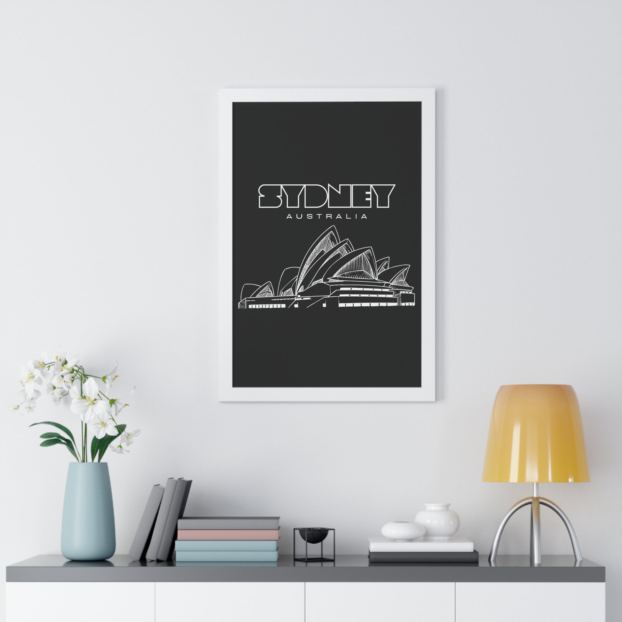 Aesthetic Sydney in Black - Framed Vertical Poster