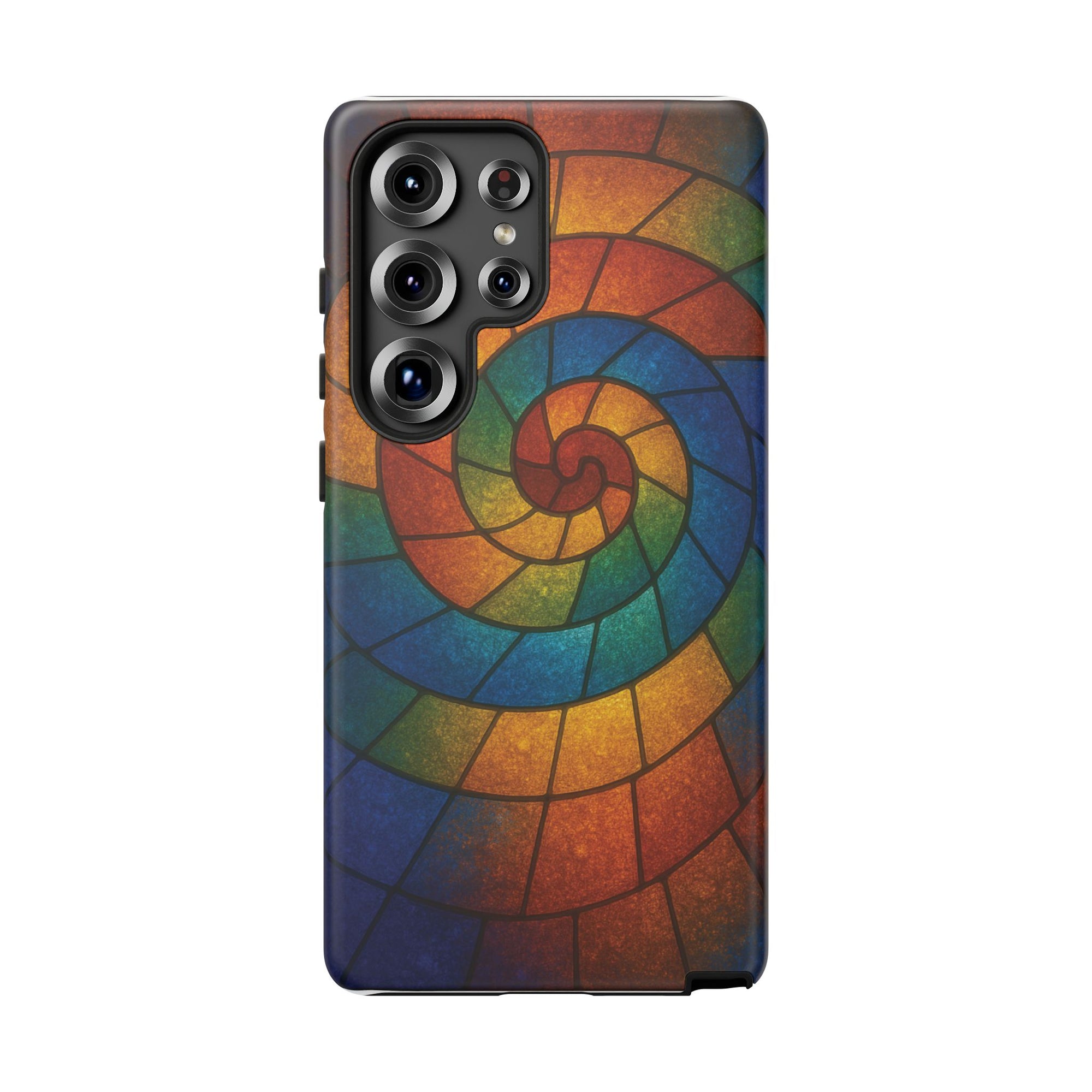 Stained Glass Spiral Colorful Phone Case, Vibrant Tough Phone Protector, Artistic Cell Phone Cover, Trendy Tech Accessories Samsung Galaxy S series and Apple iPhone series