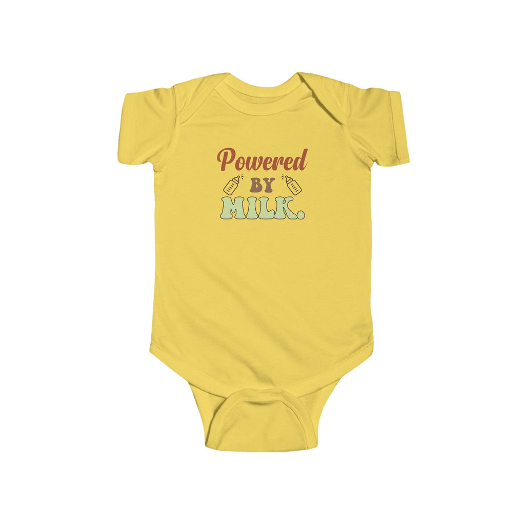 Powered by Milk Baby Bodysuit | Cute Infant Apparel | Perfect Newborn Gift