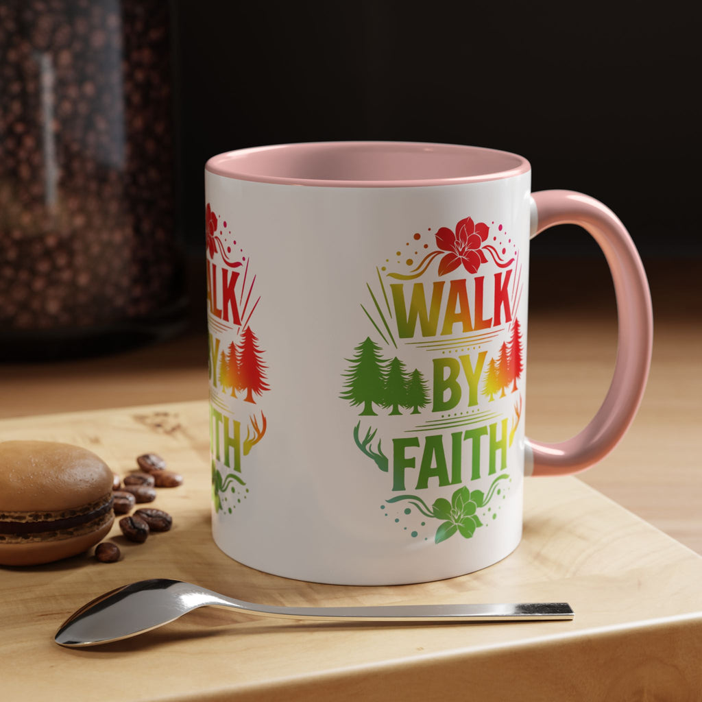 Walk by Faith Accent Coffee Mug - Inspirational Design