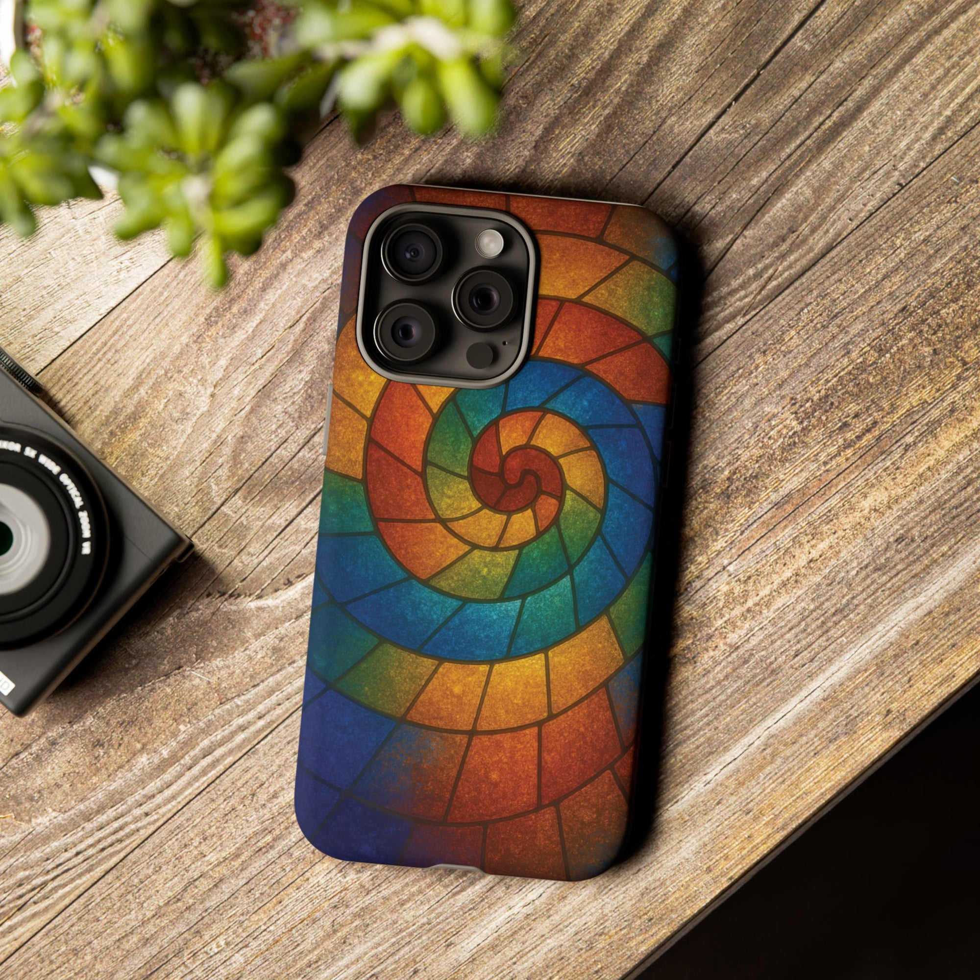 Stained Glass Spiral Colorful Phone Case, Vibrant Tough Phone Protector, Artistic Cell Phone Cover, Trendy Tech Accessories Samsung Galaxy S series and Apple iPhone series