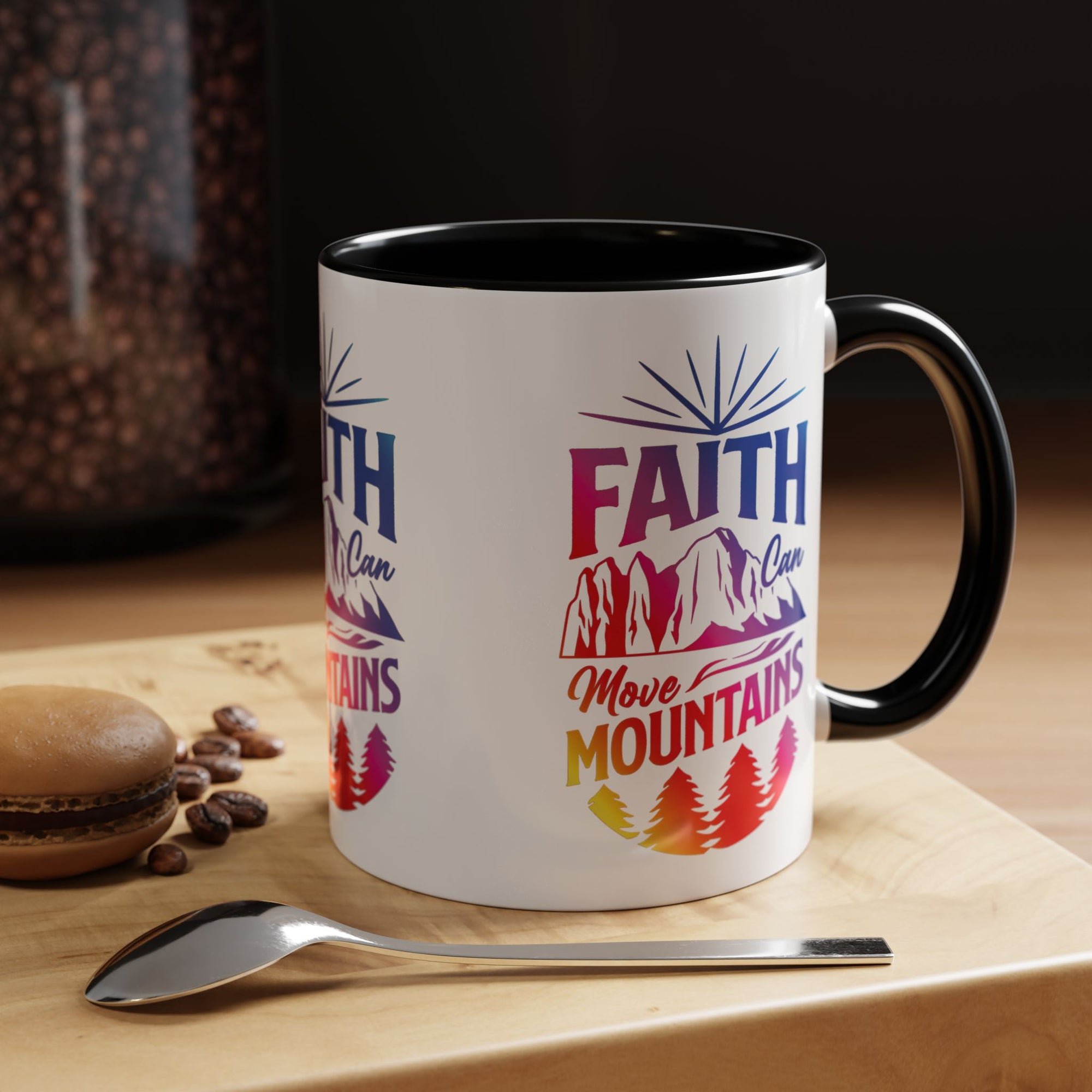Faith Can Move Mountains Accent Coffee Mug - Inspirational Design
