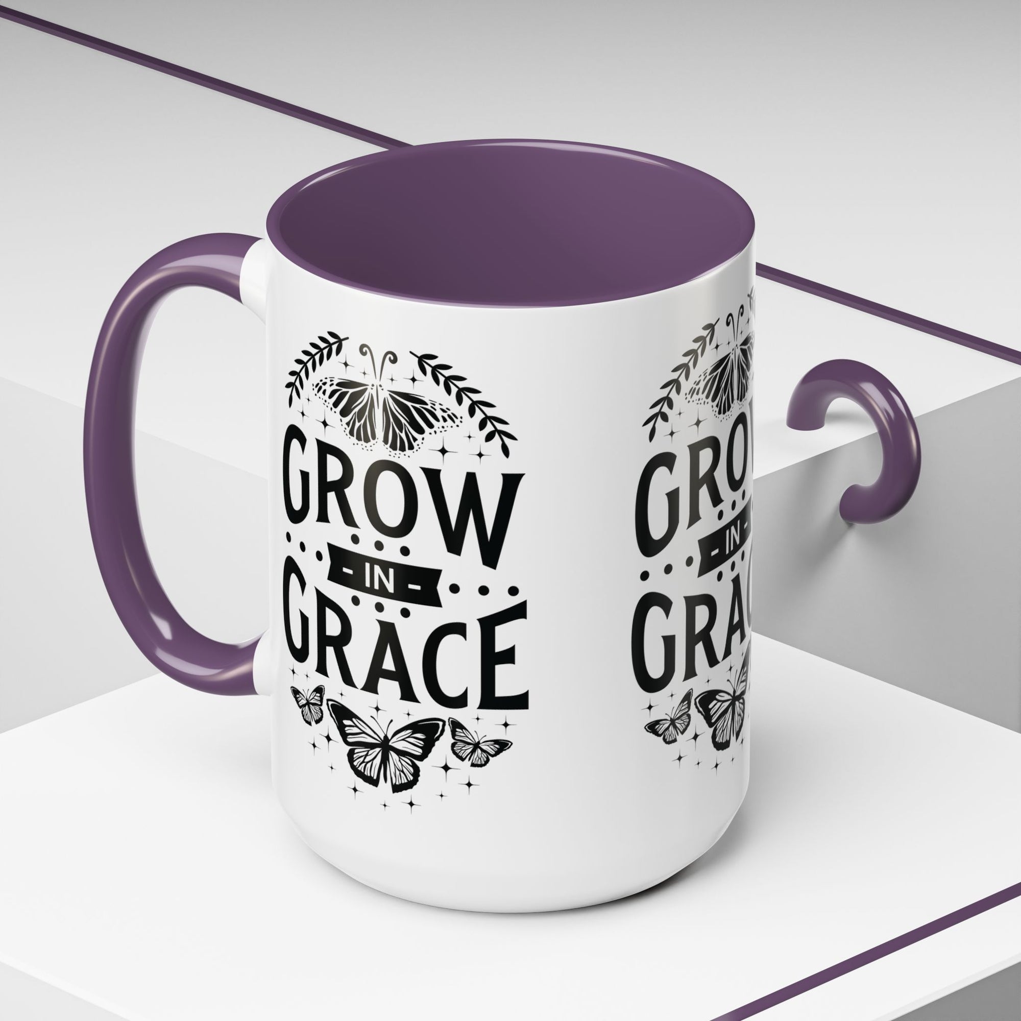 Grow in Grace Accent Coffee Mug - Inspirational Design