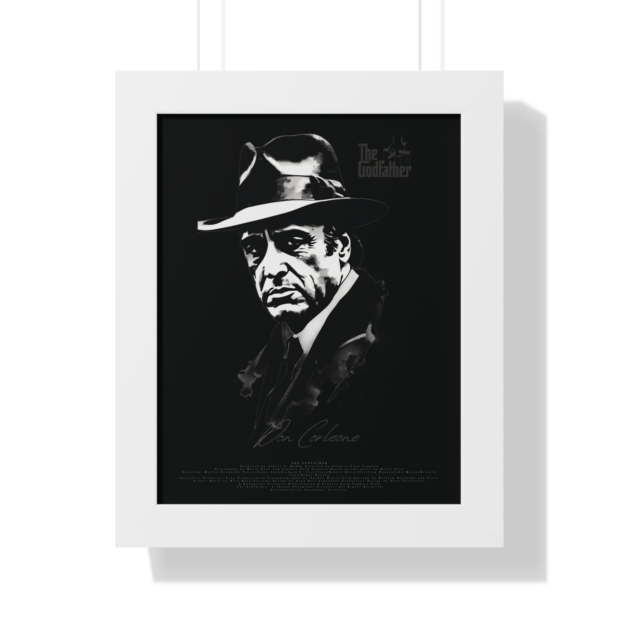Don Corleone in Black - Framed Vertical Poster