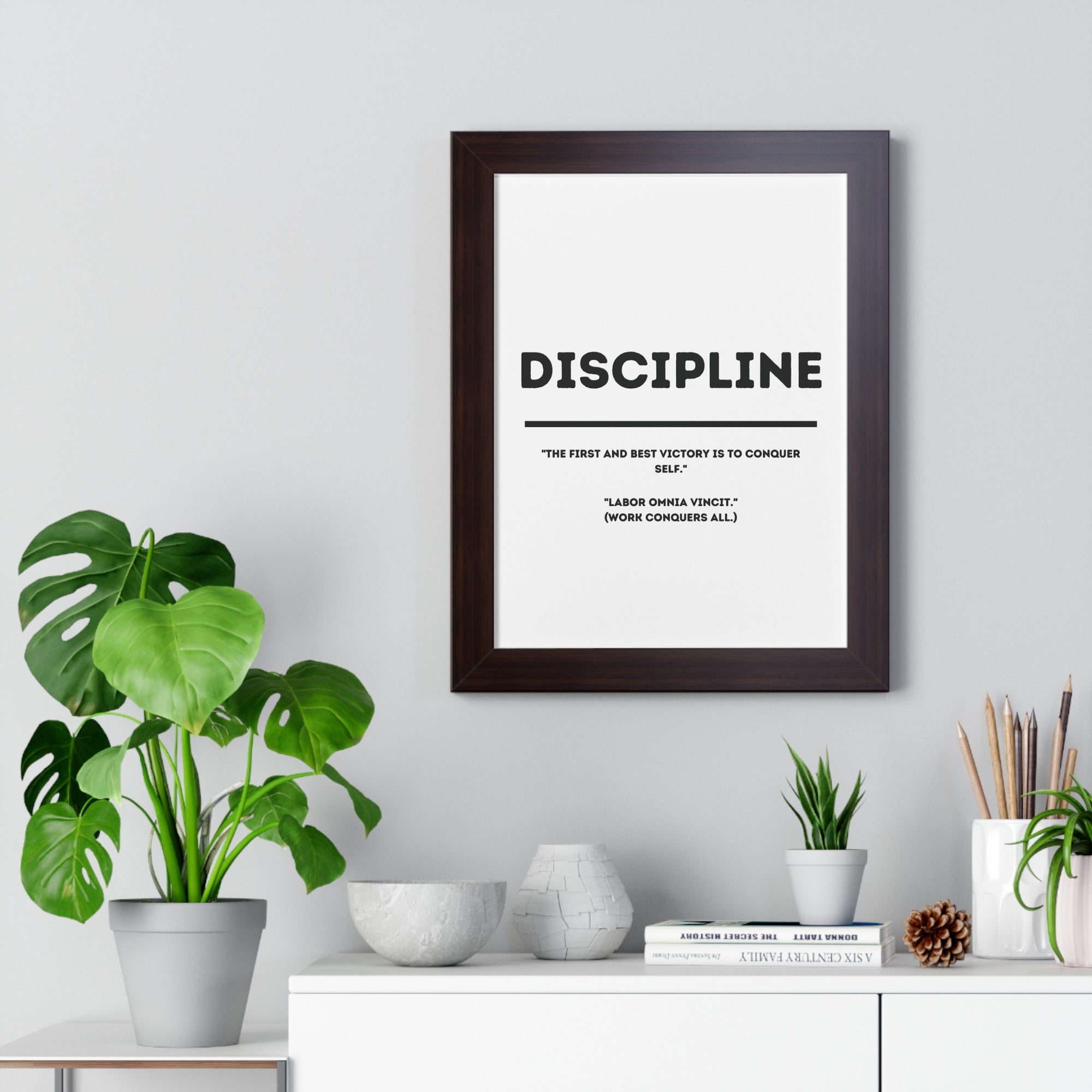 Minimalist in White (Discipline) - Framed Vertical Poster